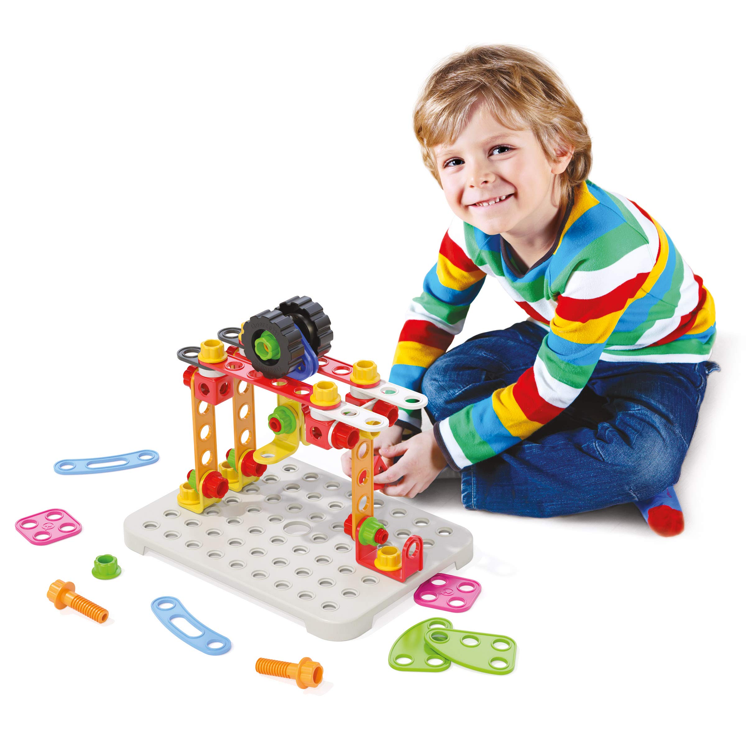 Quercetti Tecno Jumbo Toolbox, Jeux de Construction, Activité Manuelle avec vis et écrous, Jouet Enfant 3 Ans - 8 Ans, Jeux Exterieur Enfant, Bricolage et Motricité Fine, Jeu De Societe