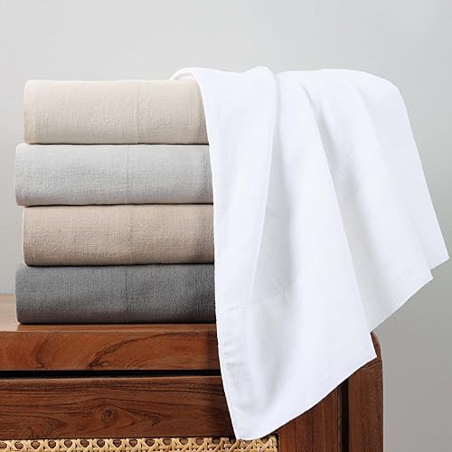 Miniatura 6 de SUPERIOR Juego de sábanas de mezcla de lino y algodón, sábanas para decoración del hogar, ropa de cama sólida moderna que incluye 1 sábana bajera de