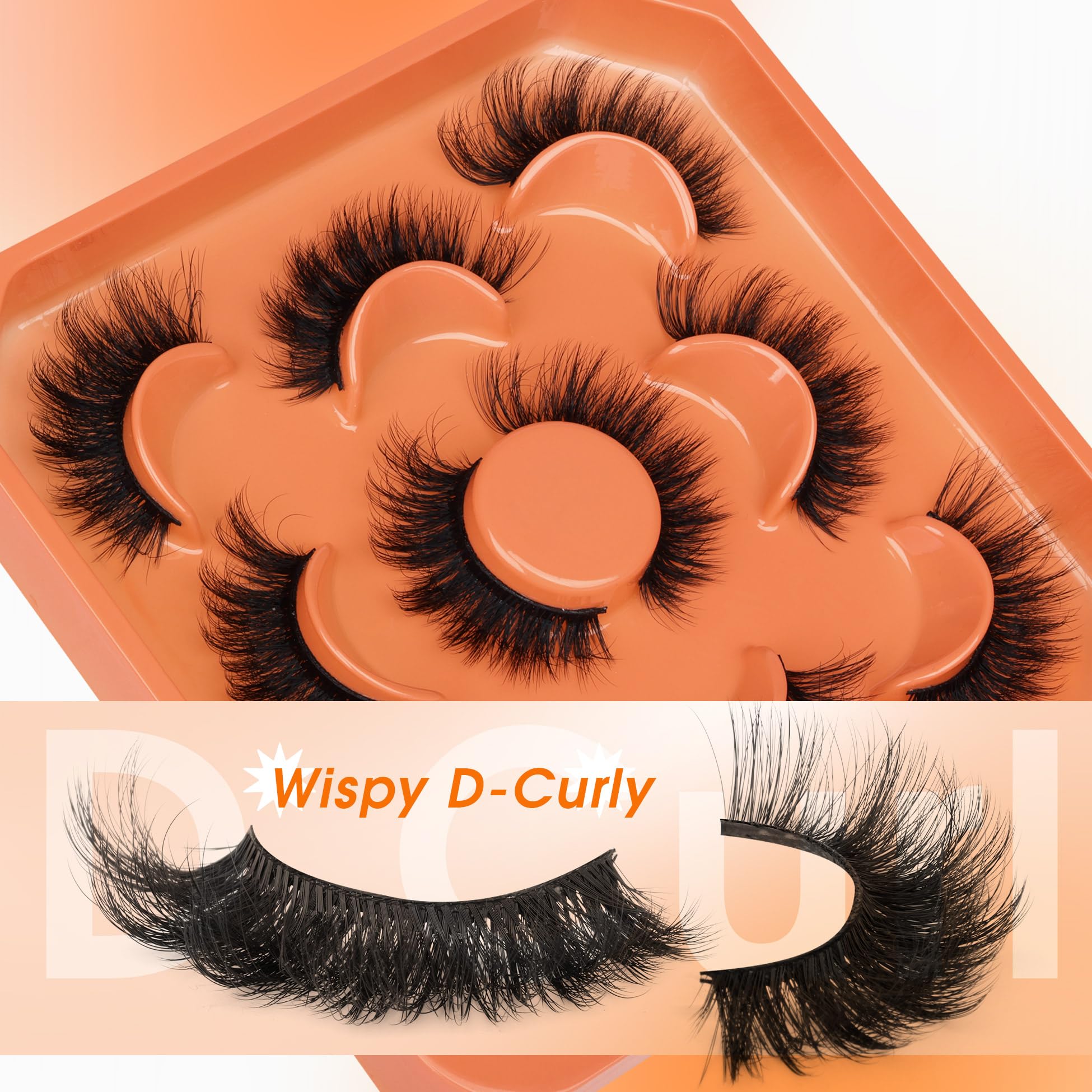 Fluffy False Eyelashes Cat Eye Faux Mink Lashes Strips 6D Thick Volume Fake Eyelashes Strips 18MM Wispy Lashes Long Mink Eyelashes 5 works by Zegaine - Image 3