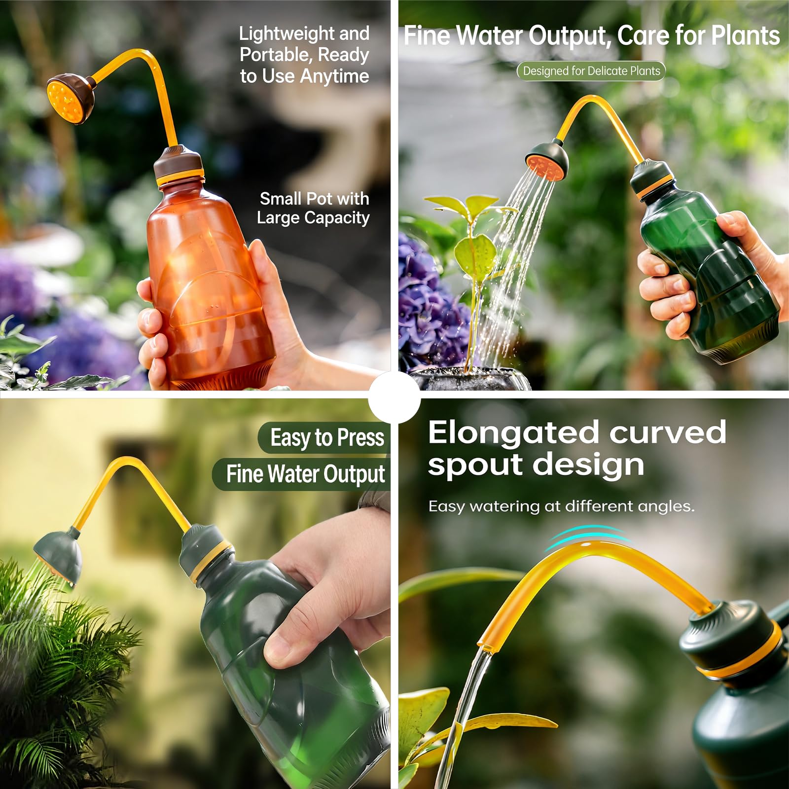 Regadera Pequeña de Jardín 450ML Pulverizador de Plantas 2 en 1,Fumigador para Interior y Exterior,con Cabezal 360°(Rosa)