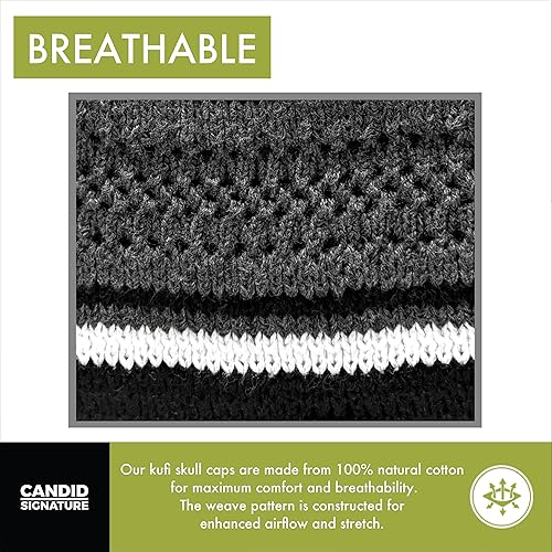 Miniatura 5 de Musulmán marcapáginas elástico Beanie Kufi Gorro Sombreros Con Cool diseños y rayas