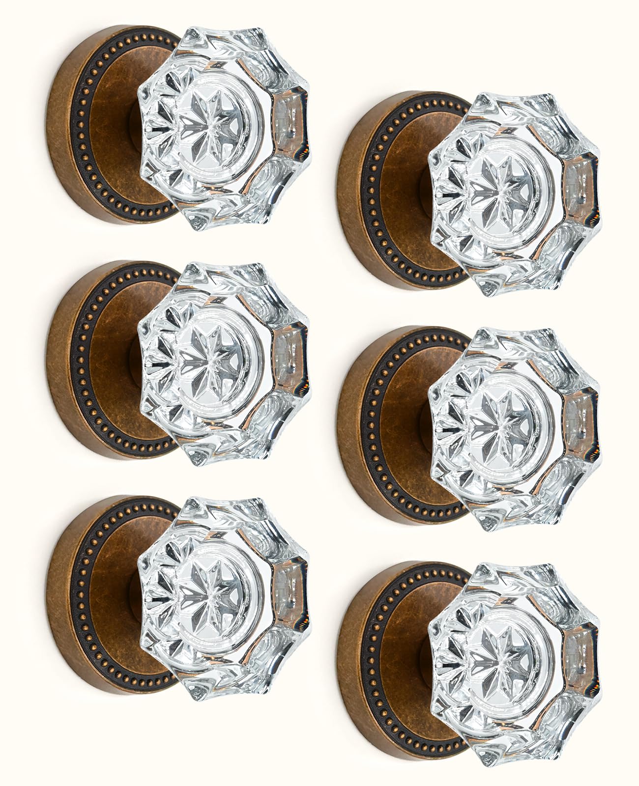 Champagne Bronze Crystal Door Knobs - Privacy Lock -21