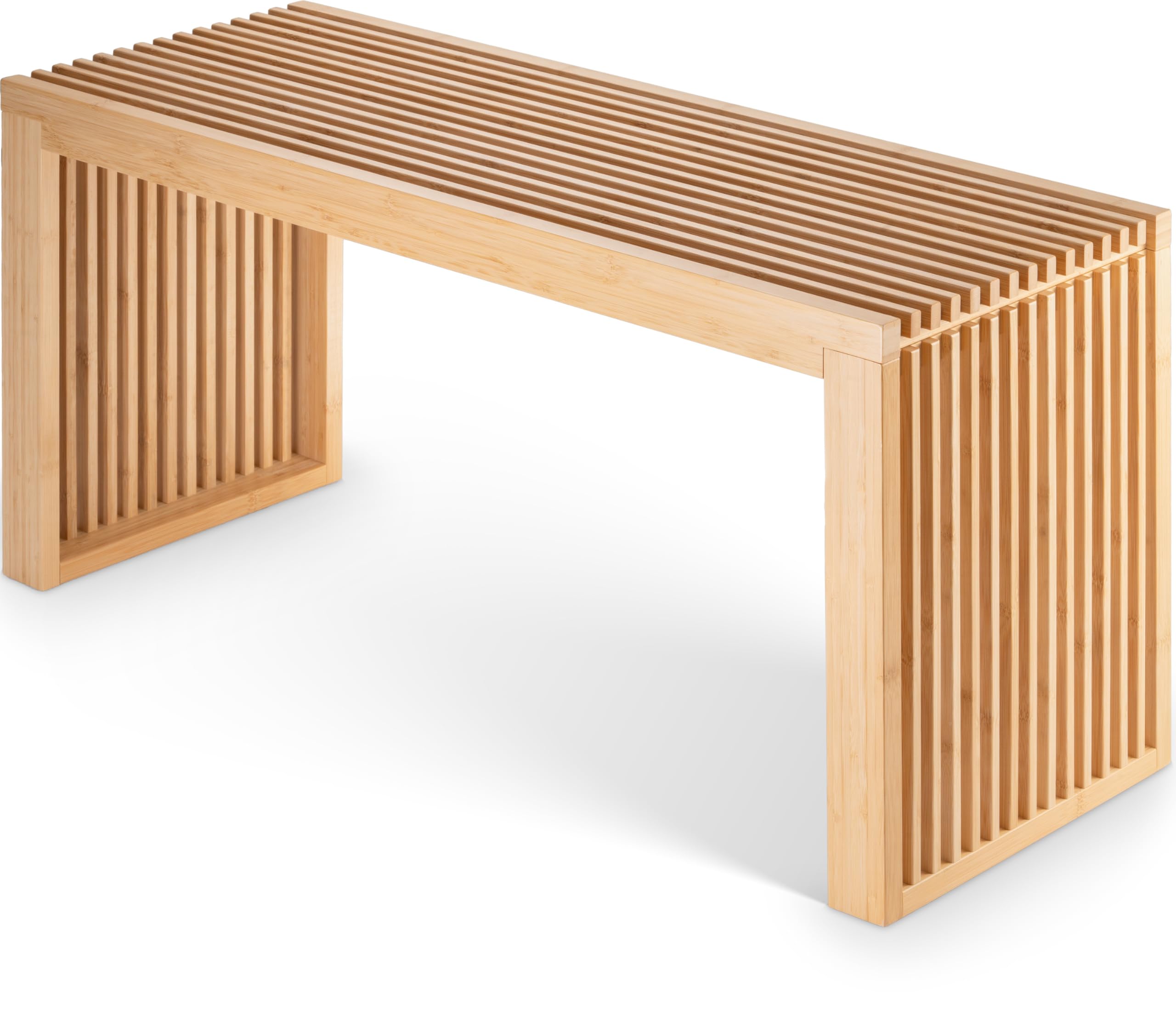 Bamboo Dining Bench - Versatile Wooden Bench for Hallway, Bathroom, Dining Room & Bedroom - Stylish Benches for Comfortable Seating - Sturdy Hallway Benches 90x33x43 cm - Load Capacity up to 250 kg โ image 1