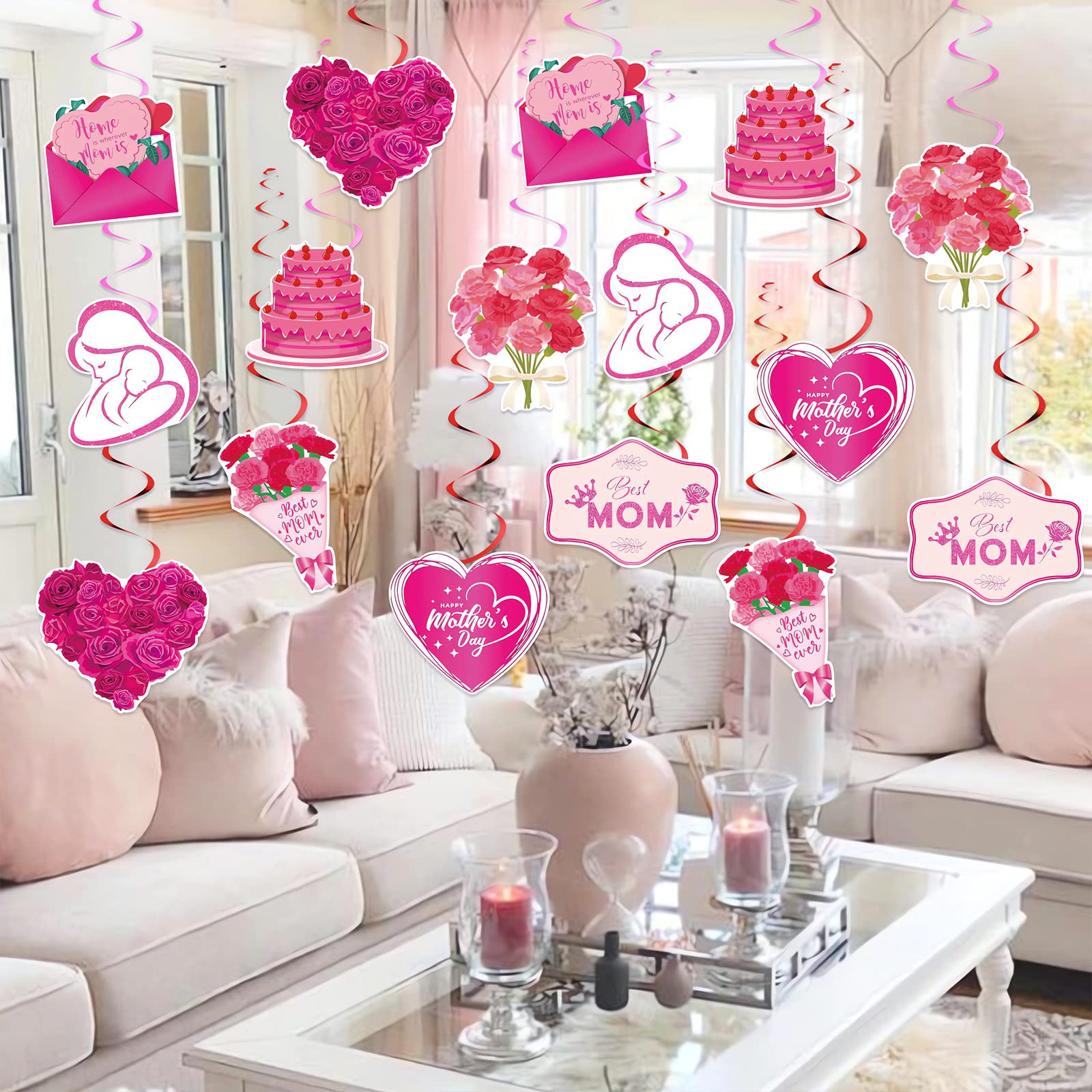 Colgantes Dia De La Madre 36 Decoraciones Para El Día De La Madre -  Remolinos Y Tarjetas Colgantes (12 Tarjetas + 24 Remolinos) - Multicolor  Regalos Dia De La Madre Baratos, image size:1600x1600