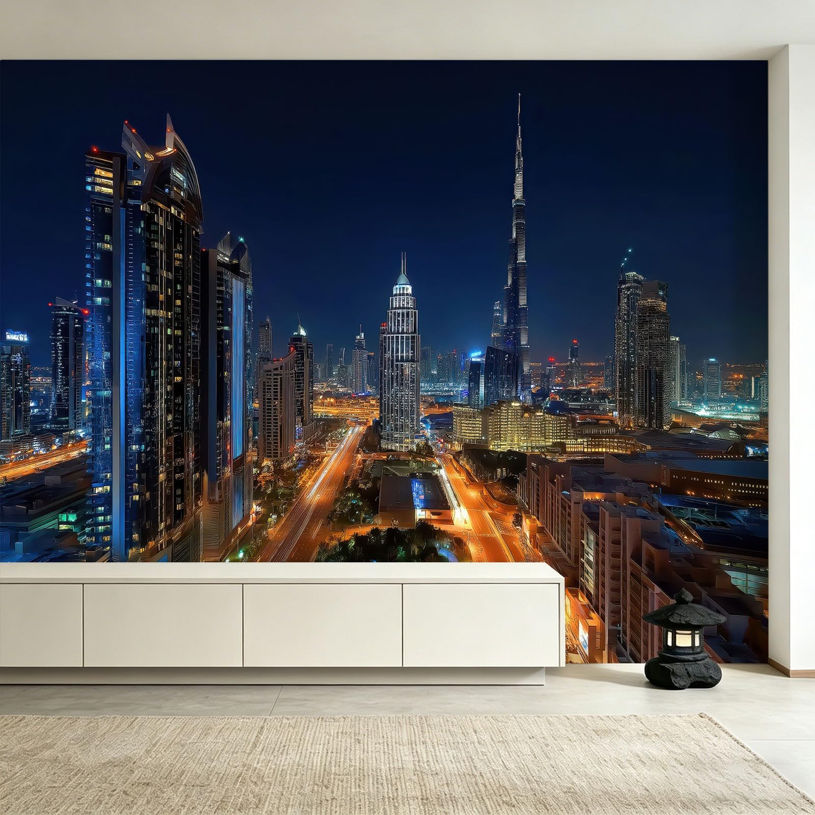 Générique Panoramiczna tapeta z włókniny 200x140cm - Wieżowiec miejski krajobraz drapacz nieba, miejski plakat ścienny fotografia do salonu sypialni i biura - Dekoracja ścienna 3D