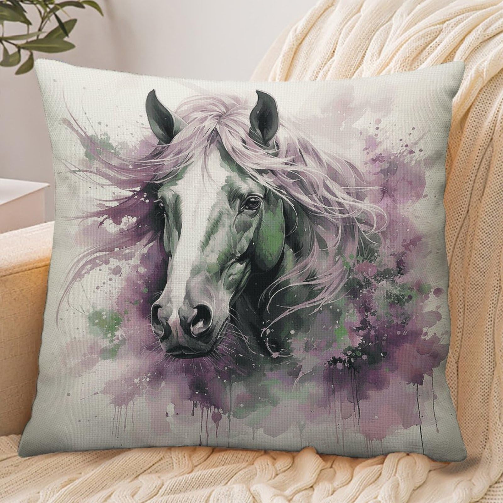 Fekiloot Style Green Horse Pillowcase Pillow Sham Pillow Case