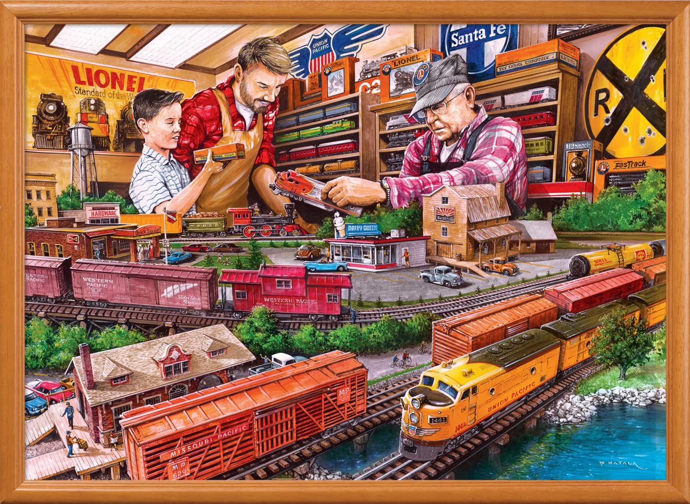 MasterPieces 1000 Piece Jigsaw Puzzle – Lionel Trains “Thanks Dad” – Nostalgic Family Scene Collectible Train Puzzles for Adults – Eco-Friendly, Matte Finish, Random Cut, Bonus Poster, 19.25" x 26.75"