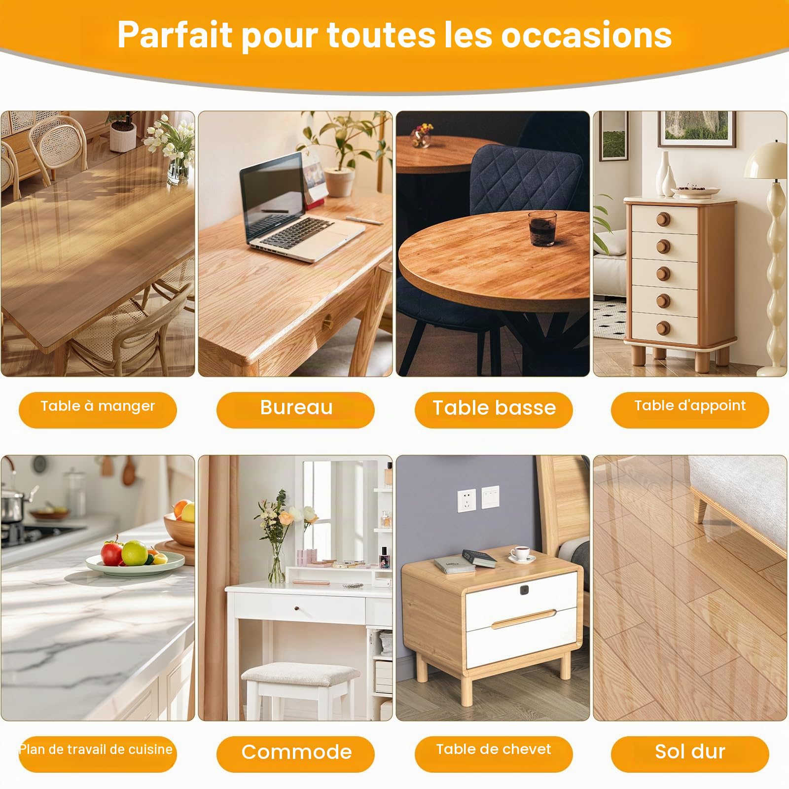 SHANNA Nappe Transparente Épaisse 80 x 80cm Rectangulaire, Imperméable Protection Table Transparent, Toile Cirée Transparente Nappe Plastique, PVC Nappes Protege Table Transparent Protège Les Rayures