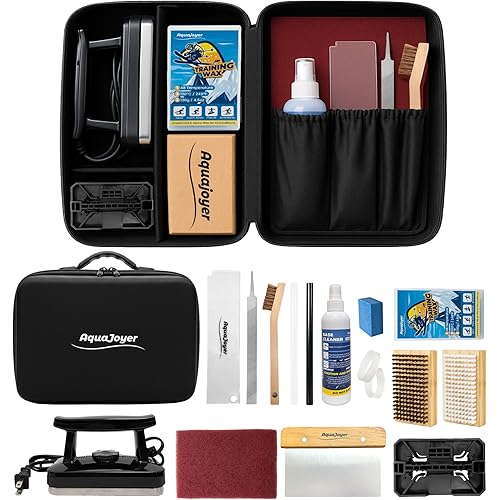 Professional Ski & Snowboard Wax Kit - All-in-One Basic Waxing & Tuning Set with Adjustable Wax Iron, All Temperature Wax, Edge Tuner, Base Cleaner, Brush, Scraper, P-tex, Tuning Stone & Storage Bag