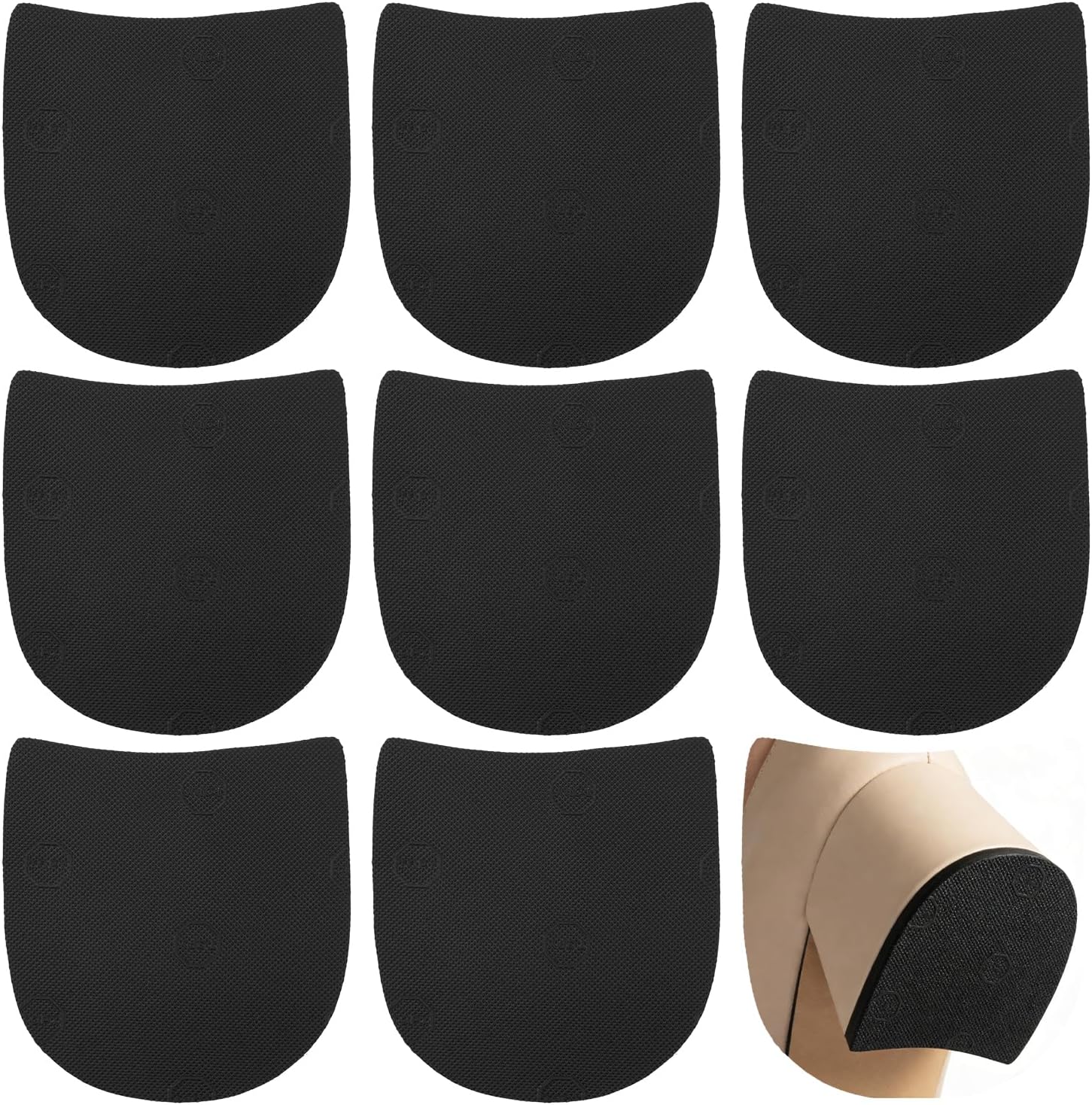ASTIMESA 4 Pairs 1/5'' (5 MM) Thick Boot Sole Replacement Pads, Cuttable Rubber Heel Replacement Caps, Anti-Slip Heel Caps for Boots Shoe Repair Bottom Women & Men (Black)