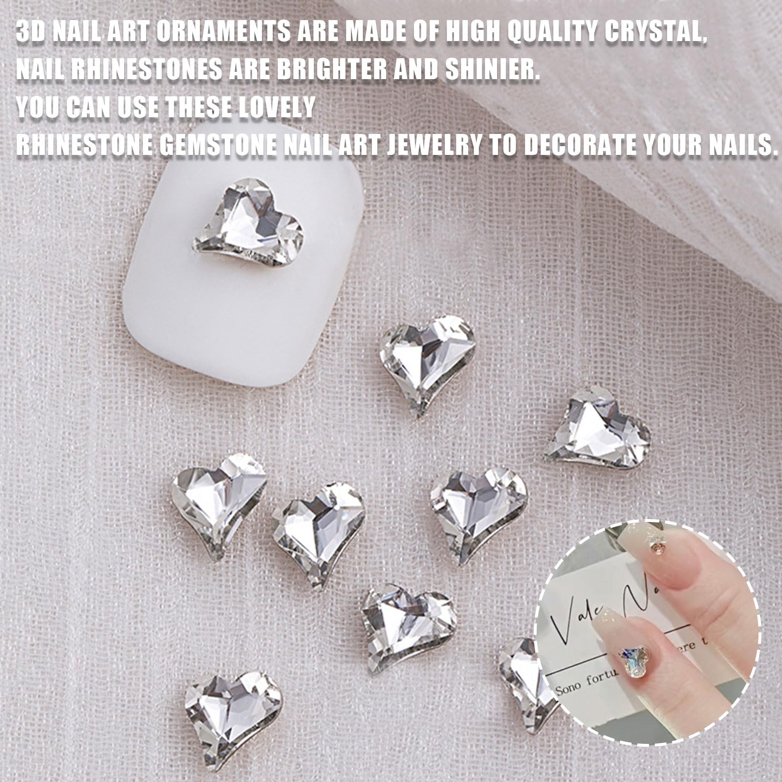 Heart Nail Rhinestones - Image 3