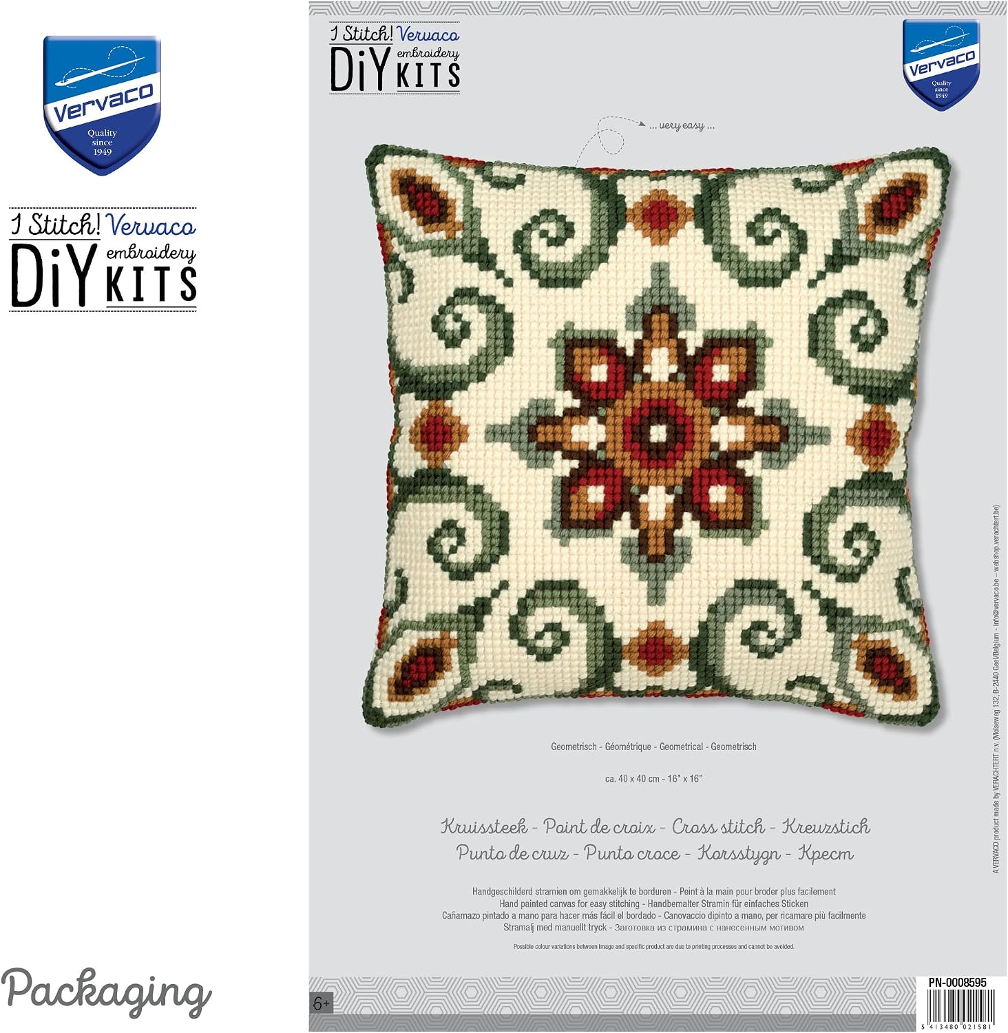 Vervaco Red/Cream Cushion Front 8 Chunky Cross Stitch Kit