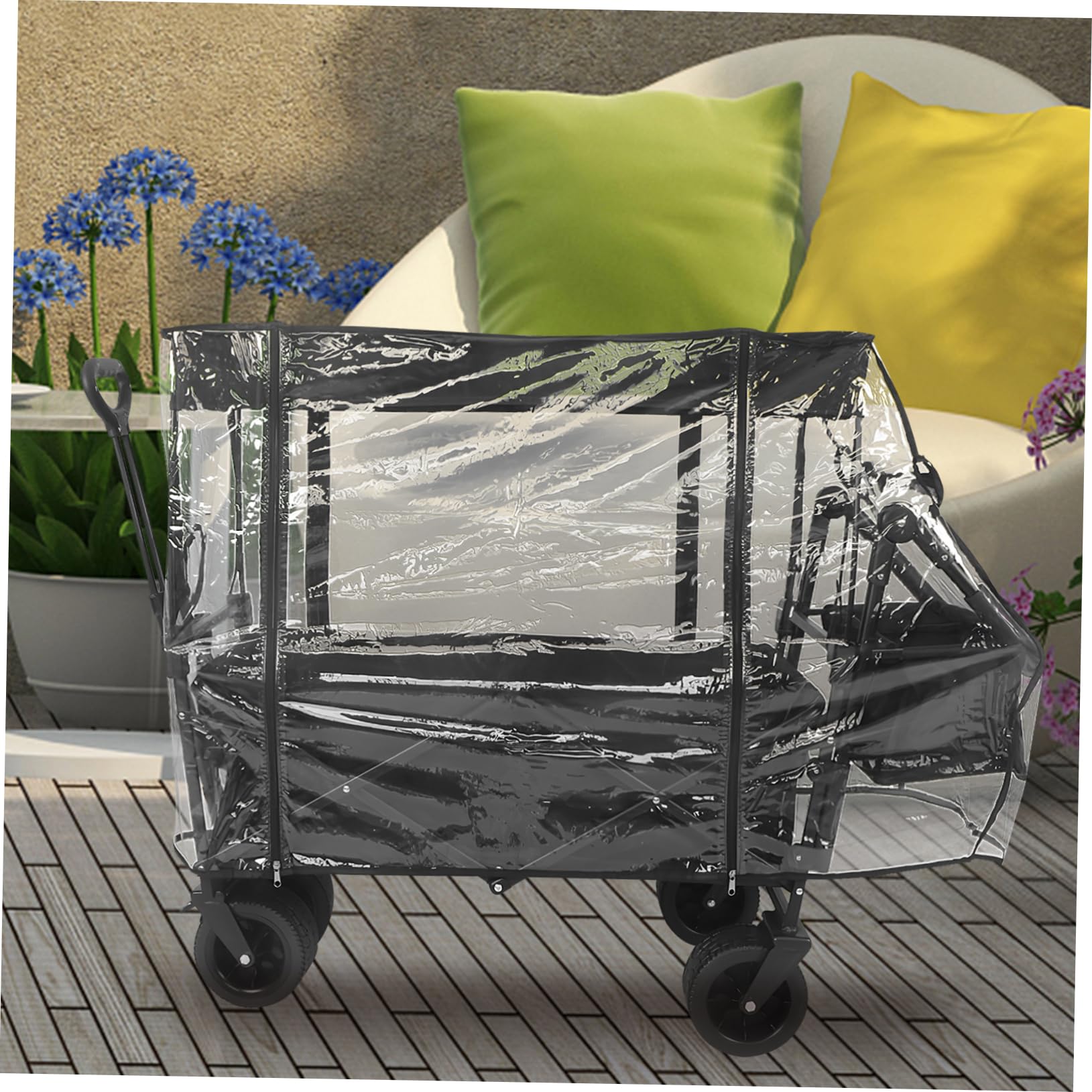 BESPORTBLE Transparente PVC Gartenwagen Abdeckung mit Zuverlässigem Regenschutz und Verschleißfestem Material für Outdoor Camping und Vielseitigen Schutz für Handwagen und Bollerwagen
