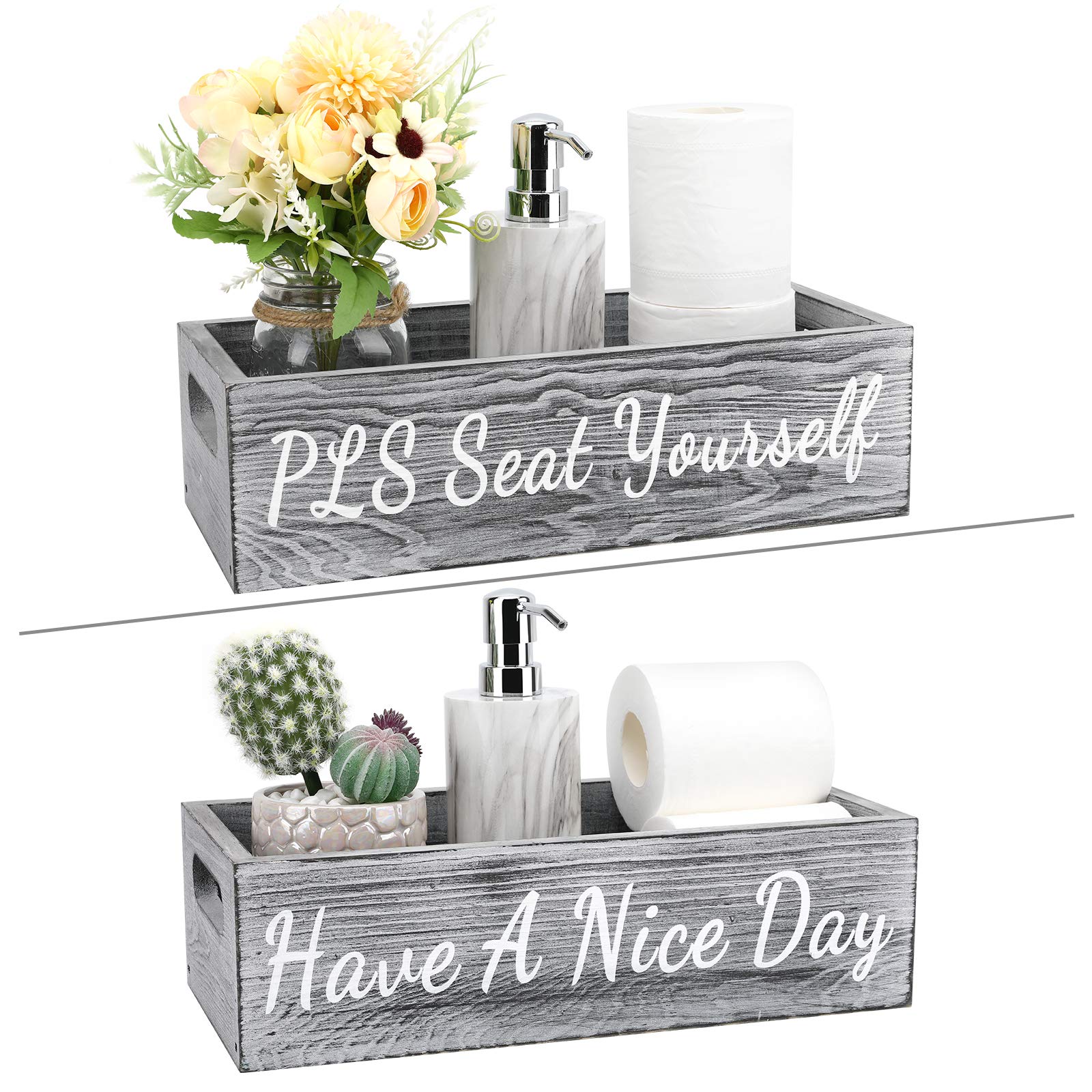 Buy Luxspire Bathroom Decor Box, 1 Pack Farmhouse Wooden Toilet Paper