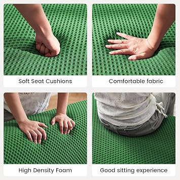 Modular Sectional Sofa, 113 Convertible L-Shape Couch, Modern Cloud Couch with Chaise, Green Comfy Boneless Sofa, No Assembly Required, Accommodating 3-4 People