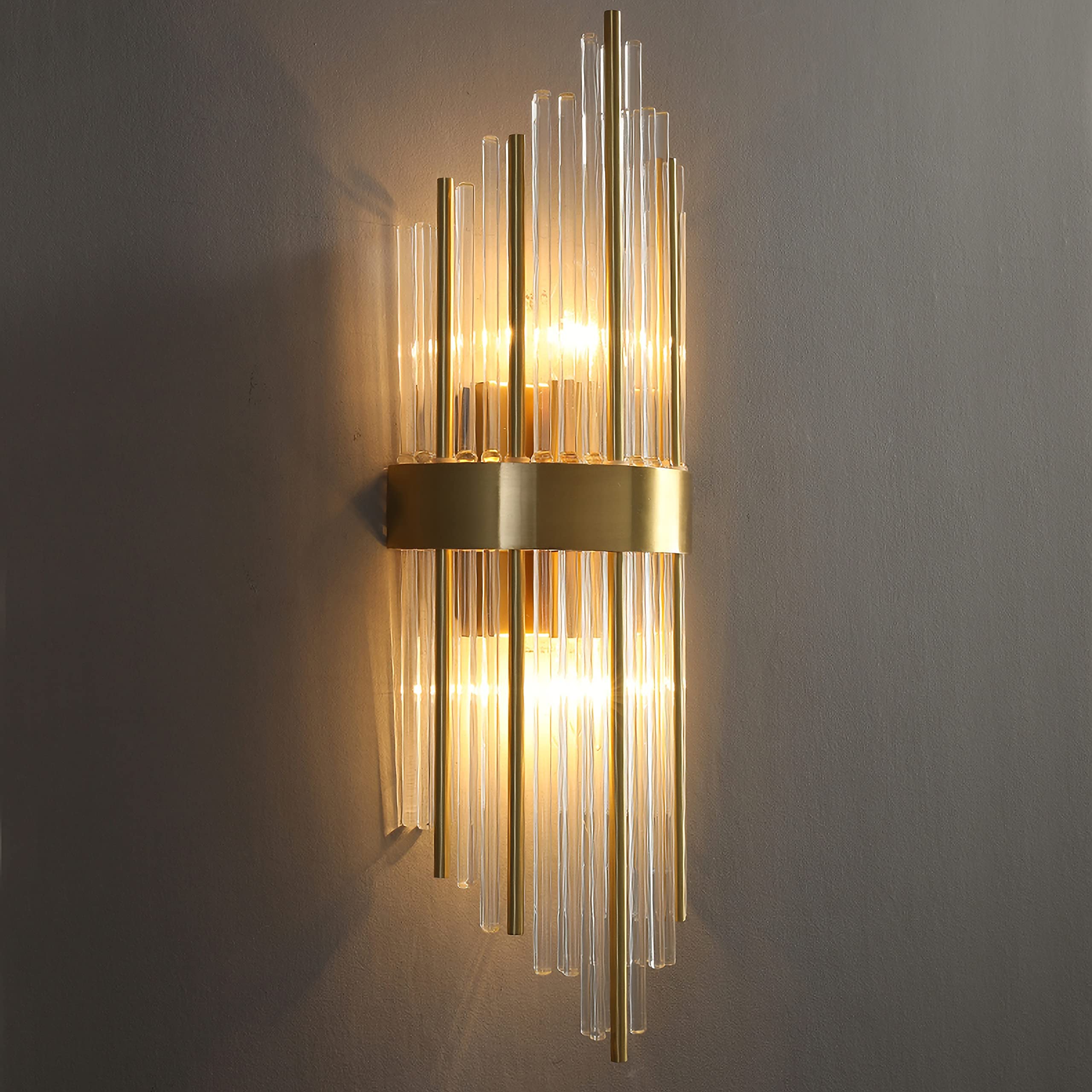 Grande Applique Murale Cristal Doré 60cm, Luminaire Luxe LED