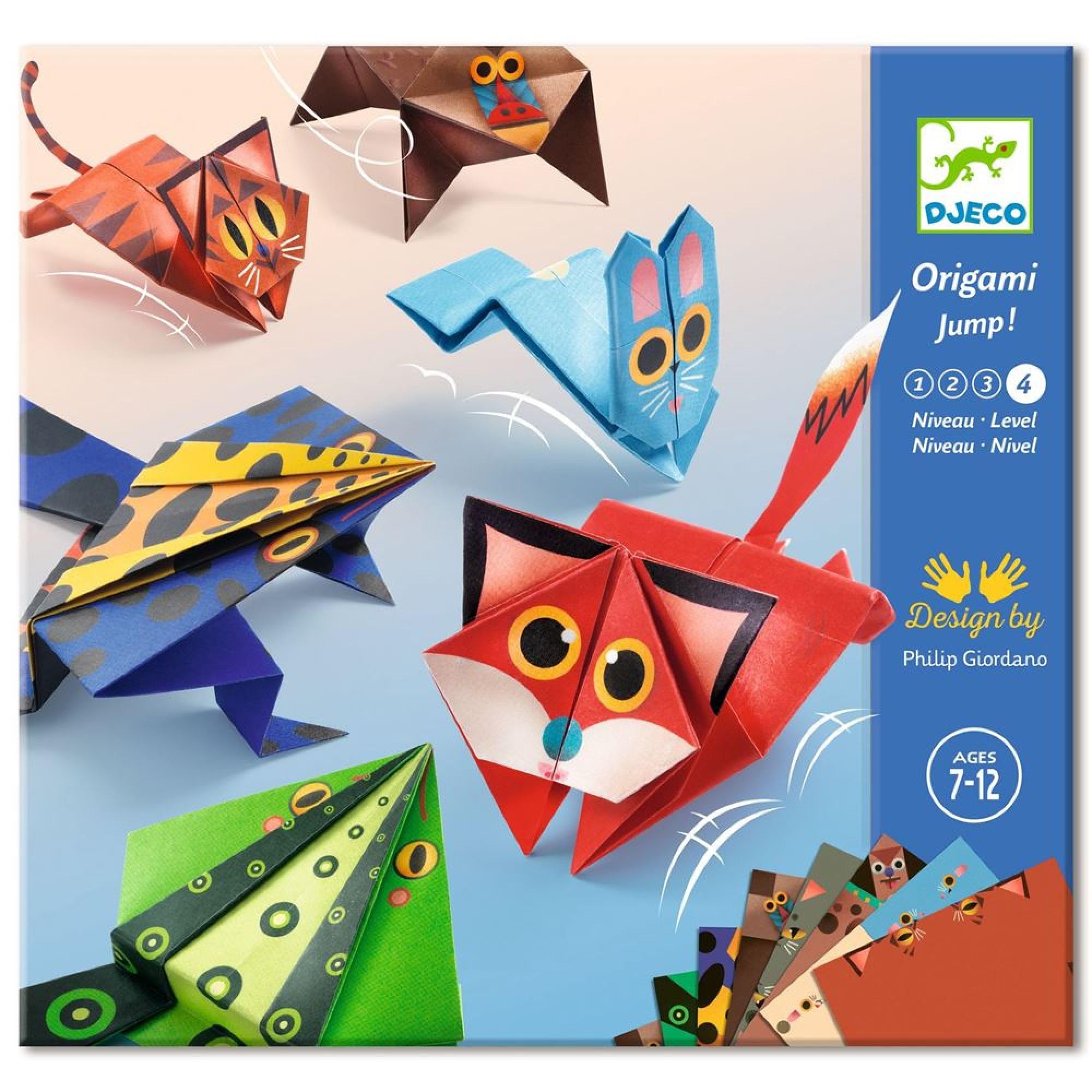 Djeco DJ08702 Origami Jumping Animals - 24 Origami Sheets