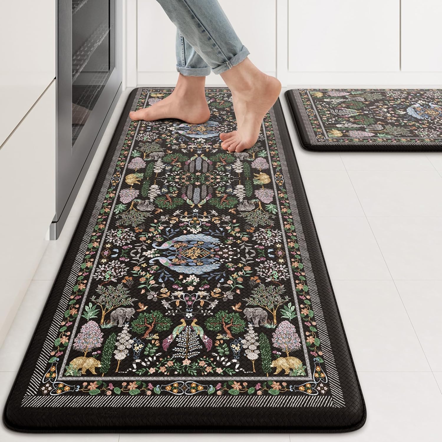 Arcanine Kitchen Mats Rug 2 Piece,Non Slip Washable Kitchen Mats Runner Set, Anti Fatigue Standing Mat Area Rugs, Non Slip WaterAbsorb Kitchen Mat, Oil Resistant Floor Mats for Kitchen, Office (AR-19)