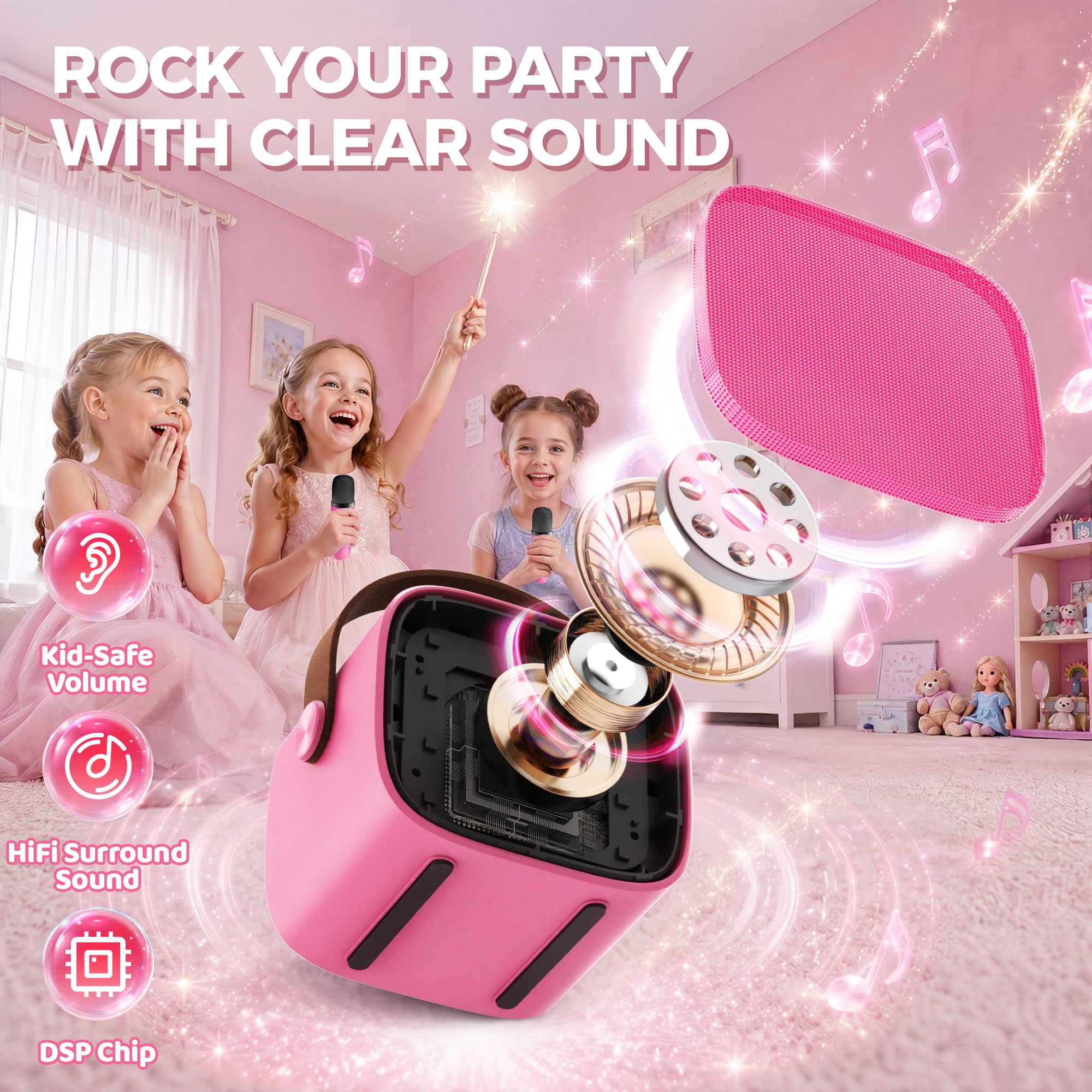 Mini Máquina De Karaoke Para Niños, Altavoz Bluetooth Portátil Con 2 Microfonos Inalambricos Regalos De Cumpleanos Para Ninas Y Ninos De 5 6 7 Mini Máquina De Karaoke Para Niños, Altavoz Bluetooth Portátil Con 2 Microfonos Inalambricos Regalos De Cumpleanos Para Ninas Y Ninos De 5 6 7