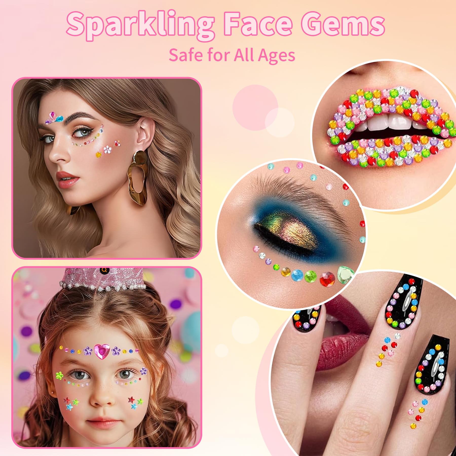 3300 Autocollants Strass Paillettes - Multicolores Et Auto-adhésifs - Pour DIY, Cartes, Maquillage
