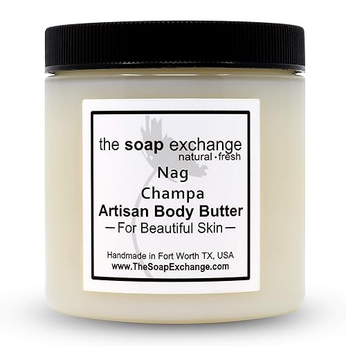 The Soap Exchange Mantequilla corporal - Aroma Nag Champa - Hecho a mano 16 fl oz  16.2 fl oz de cuidado natural de la piel artesanal, manteca de