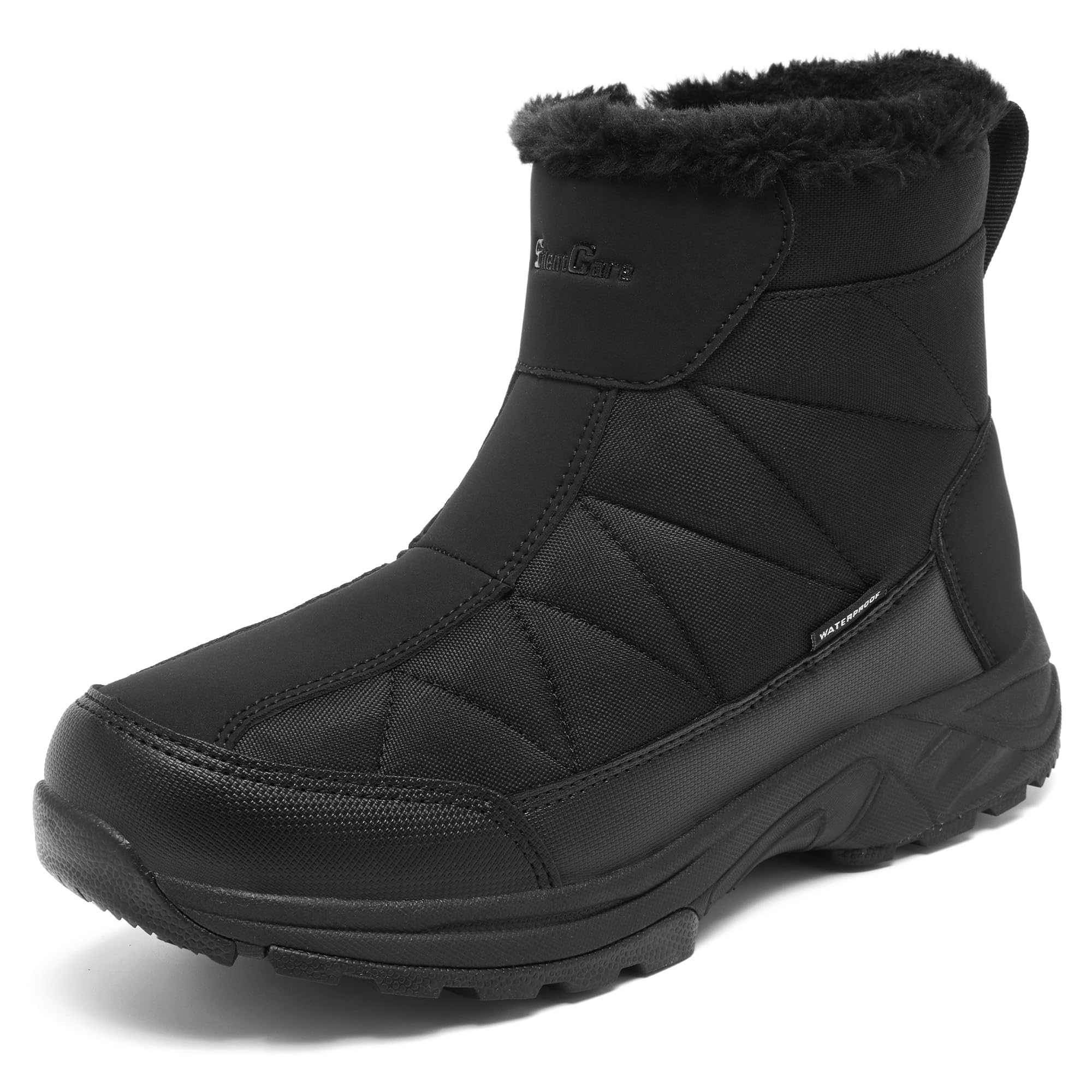 Men's Waterproof Winter Snow Boots: Warm Fur Lined, Side Zipper
