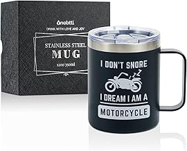 Motorcycle Gifts Coffee Mug Cup for Men, I Don't Snore I Dream I'm a Motorcycle, Grandpa Gifts Motorbike Biker Rider, Father's Day, Christmas, Birthday, Stainless Steel Insulated 12oz/350ml