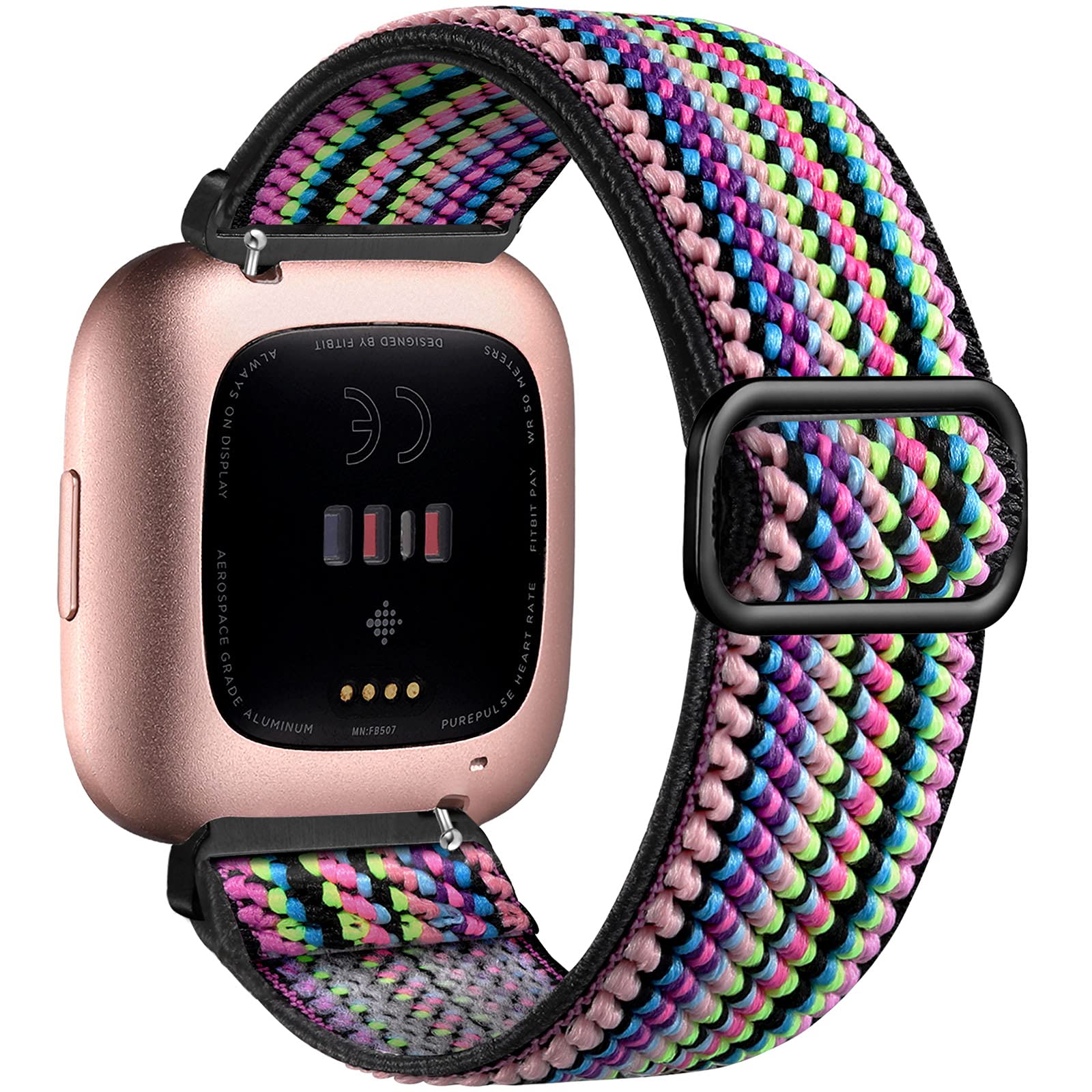 Wepro Straps Compatible with Fitbit Versa 2 Strap/Fitbit Versa Strap for Women/Men, Stretchy Adjustable Nylon Stylish Replacement Elastic Wristband for Fitbit Versa 2/ Versa/Versa Lite