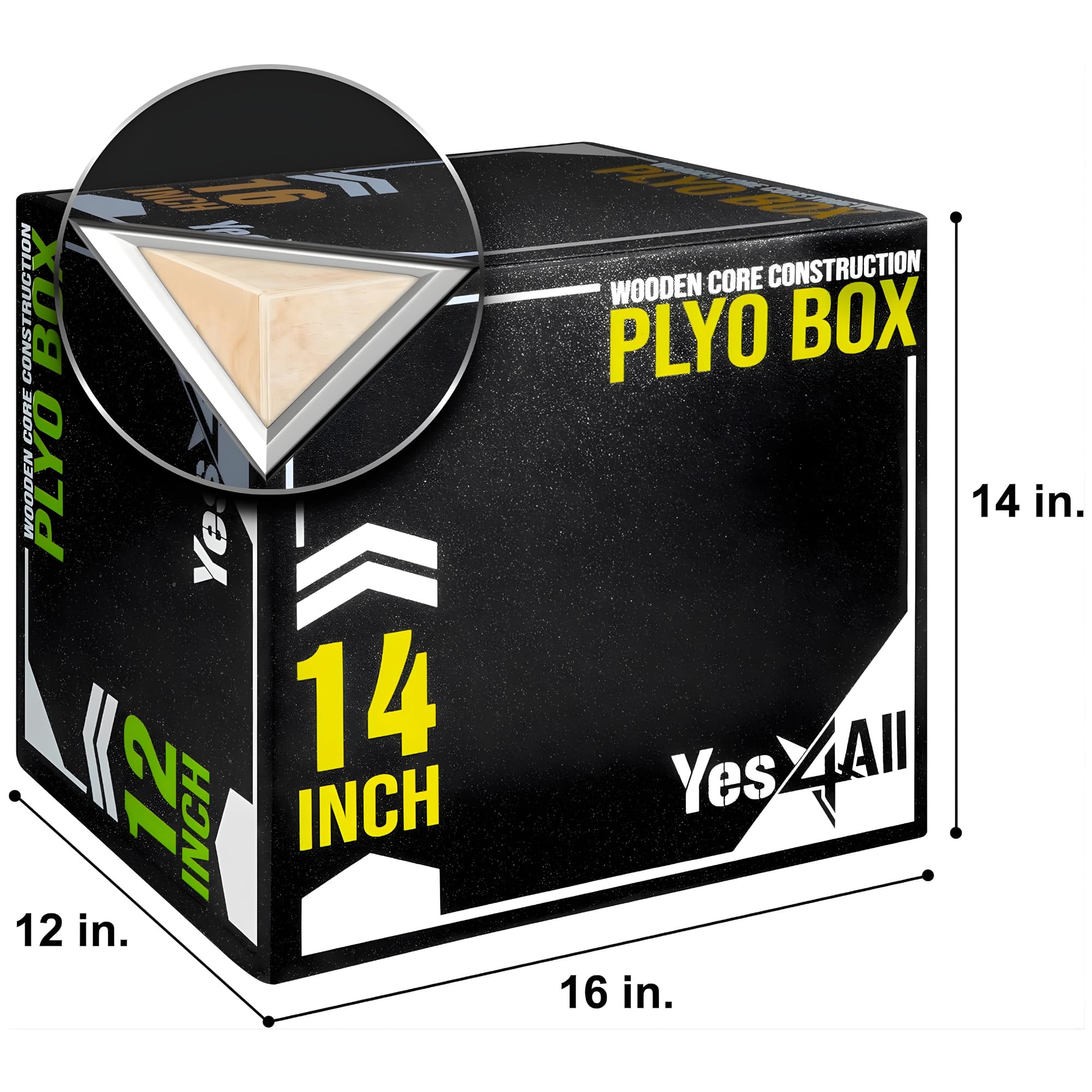 Yes4All Caja pliométrica Suave 3 en 1 con núcleo de Madera, Caja pliométrica de Espuma para Ejercicio, Crossfit, MMA, Entrenamiento pliométrico, Disponible en 4 tamaños