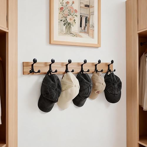 Miniatura 82 de SKOLOO Perchero de madera blanca de 17 pulgadas con 3 ganchos triples, ideal para entradas familiares, aulas y almacenamiento de suministros para