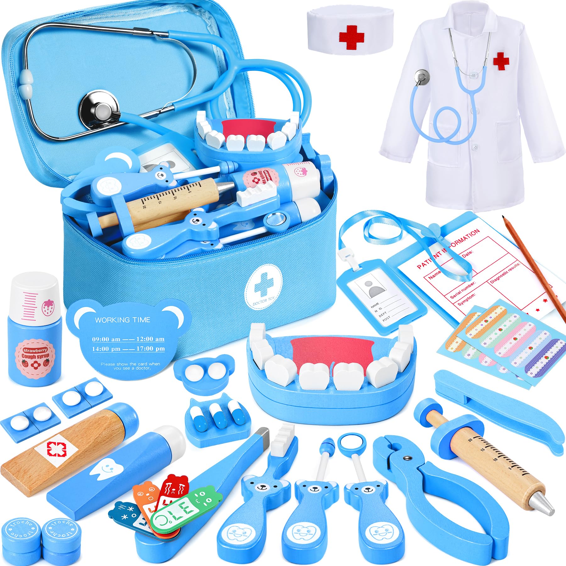 Ophy Valigetta Dottore Bambini, Kit Dottoressa con Stetoscopio ad Alta Simulazione Kit Dottore Bambino per Bambini dai 3 Anni Gioco di Ruolo per Ragazzi e Ragazze di 3-8 Anni Kit Medico Giocattolo