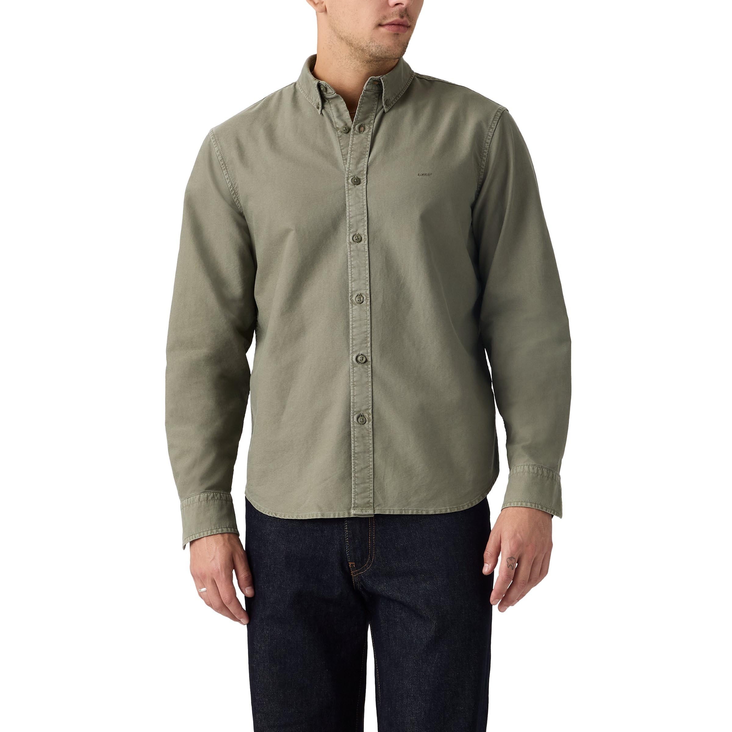 Levi's Authentic Long Sleeve Button Down Shirt, Khaki, Size M, Men