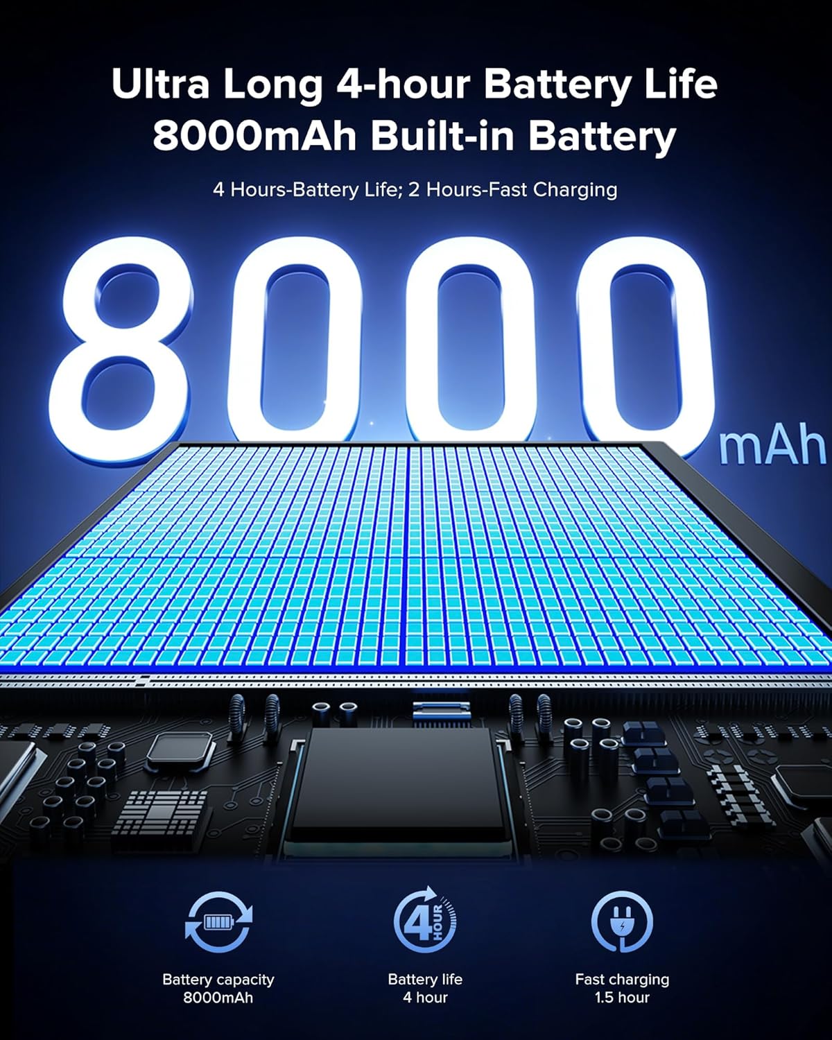 Wireless Portable Monitor with 8000mAh Battery, 15.6" Wireless Monitor, Support AirPlay, Miracast Laptop Display, USB-C & MINI HDMI & VESA, Travel Second Screen for Laptop, Computer, Game Consoles