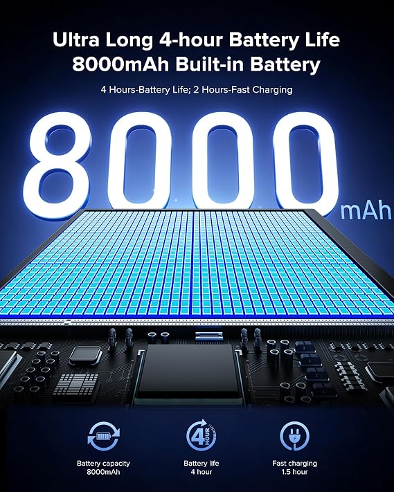 Wireless Portable Monitor with 8000mAh Battery, 15.6 Wireless Monitor, Support AirPlay, Miracast Laptop Display, USB-C & MINI HDMI & VESA, Travel Second Screen for Laptop, Computer, Game Consoles(5H)