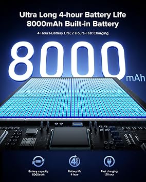 Wireless Portable Monitor with 8000mAh Battery, 15.6 Wireless Monitor, Support AirPlay, Miracast Laptop Display, USB-C & MINI HDMI & VESA, Travel Second Screen for Laptop, Computer, Game Consoles(5H)