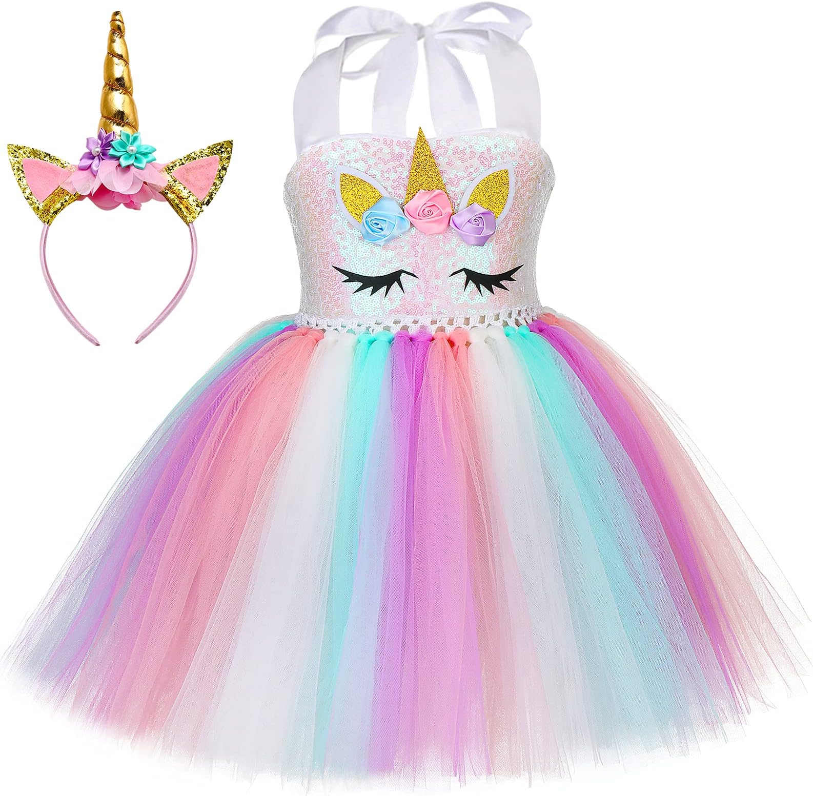 HJTT Pastel Unicorn Tutu Dress for Girls Kids Birthday Party Unicorn Costume Outfit
