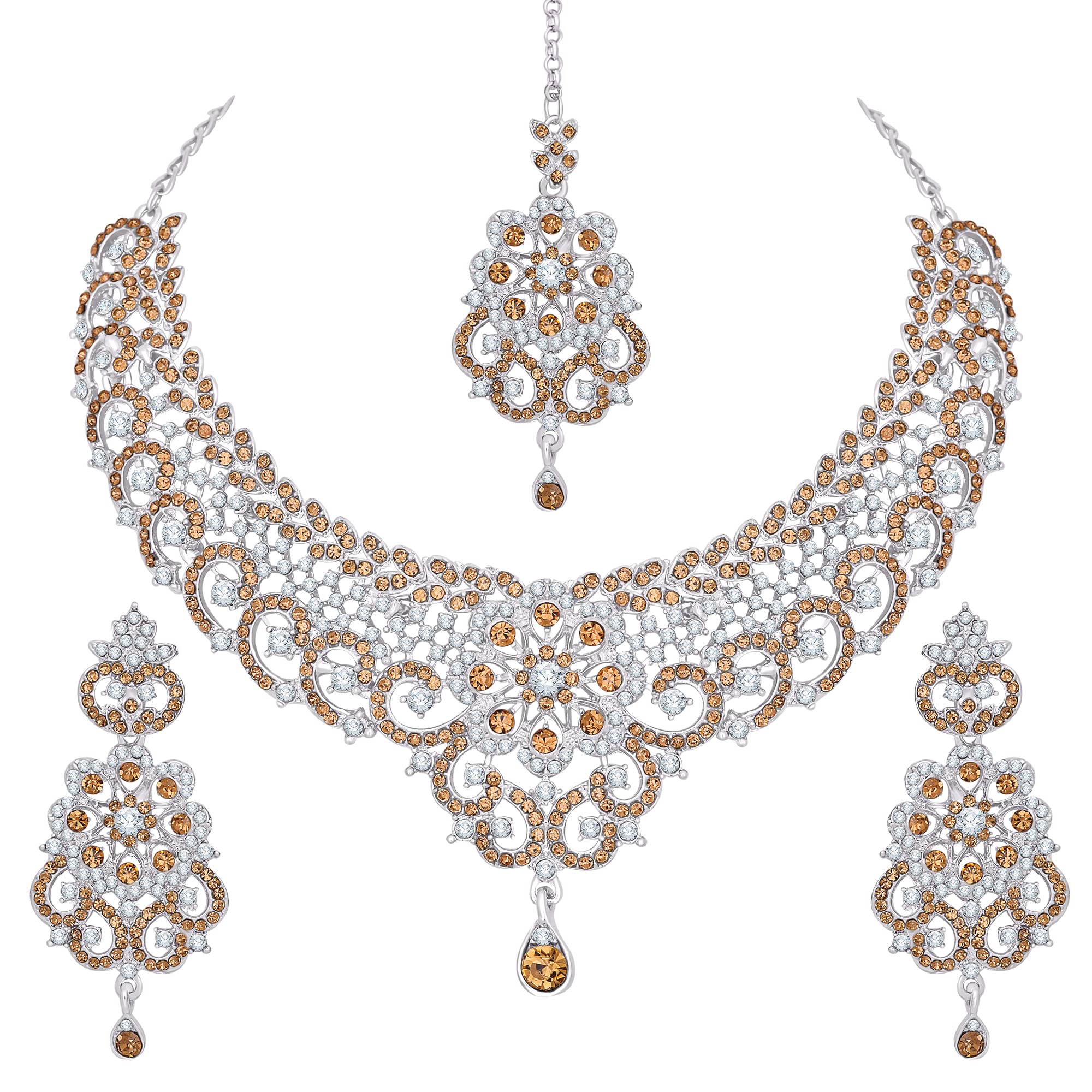Atasi International Princess LCT Silver Set with Earrings and Maang Tikka For Women (RLCT5291) (B09XKCX2NP) Amazon Price History, Amazon Price Tracker