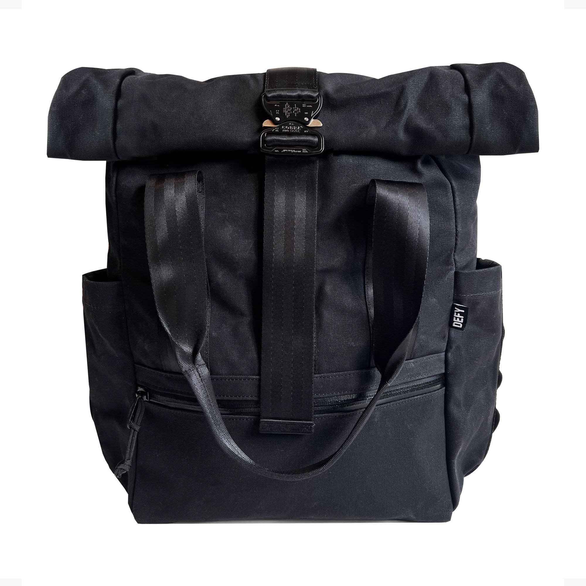 DEFY VerBockel Roll Top Backpack 2.0 | 'Un-Zipped' Waxed Canvas | 28-40 Liter Multi-Use Carry Pack For Men | Utility Backpack w/Laptop Sleeve | Water