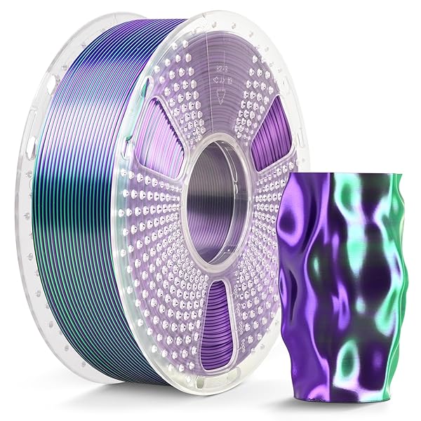 SUNLU Silk Triple Color Pla Filament, Silk PLA 3D Printer Filament 1.75mm, Shiny Silk Texture, Dimensional Accuracy +/- 0.02mm, 1KG Spool (2.2 lbs), PLA Silk Triple Color (Black Gold Purple)