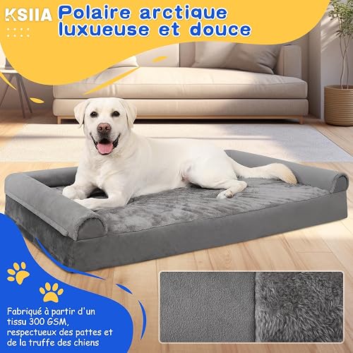 KSIIA Cuccia Cane Interno Taglia Grande XXL Cuccia, Grigio 121x76x18cm - 7