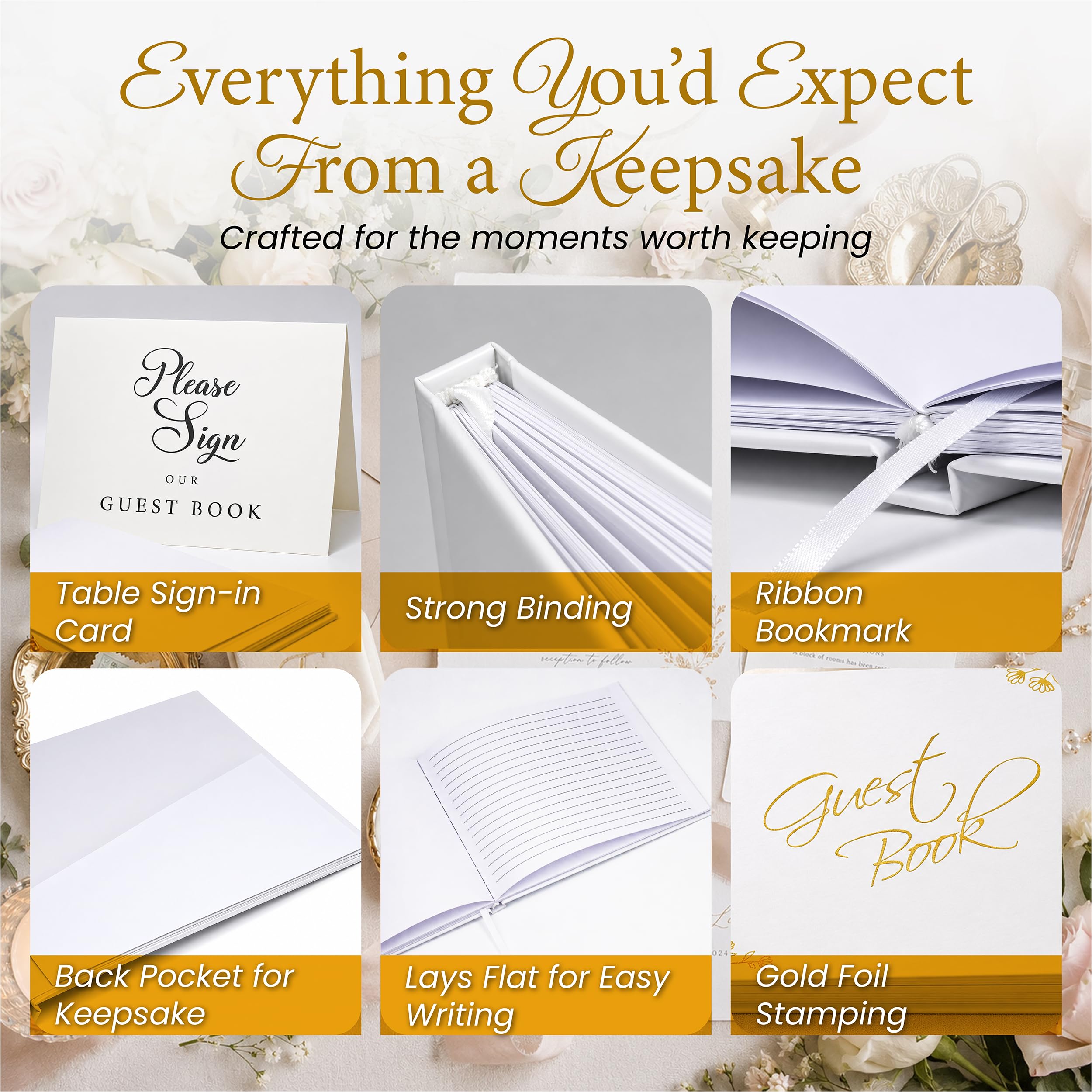 Gästebuch für Hochzeitsempfang, Babyparty, Geburtstagsfeier, Hochzeitsbücher für Gäste zum Anmelden, leere Seiten für Polaroid-Fotos, perfektes Andenken für besondere Anlässe, Weiß
