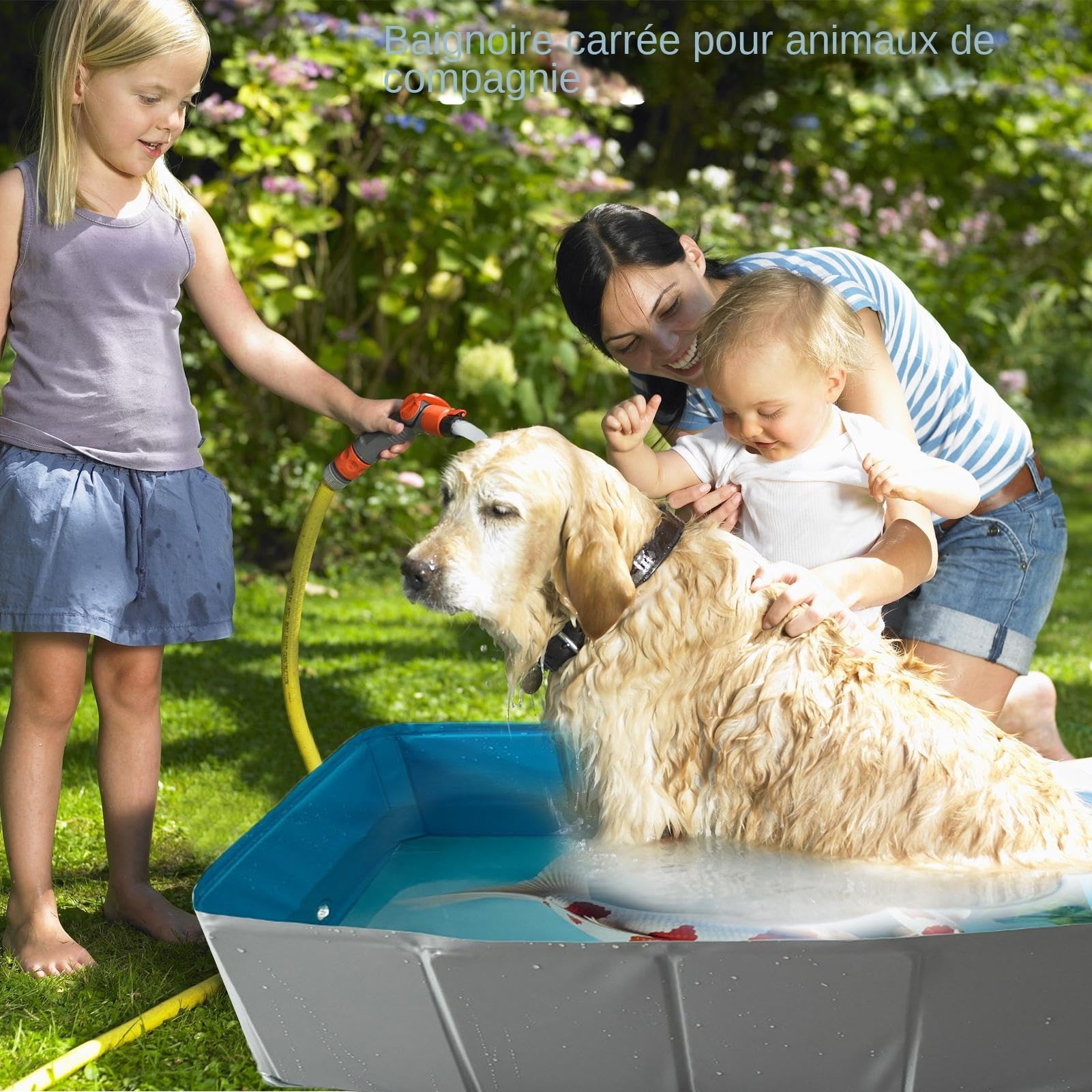 Piscine pour Chiots Pliable en PVC Carrée pour Chien | Bain Antidérapant Pour Chiot Chats Et Petits Animaux De Taille Petite Moyenne Et Grande