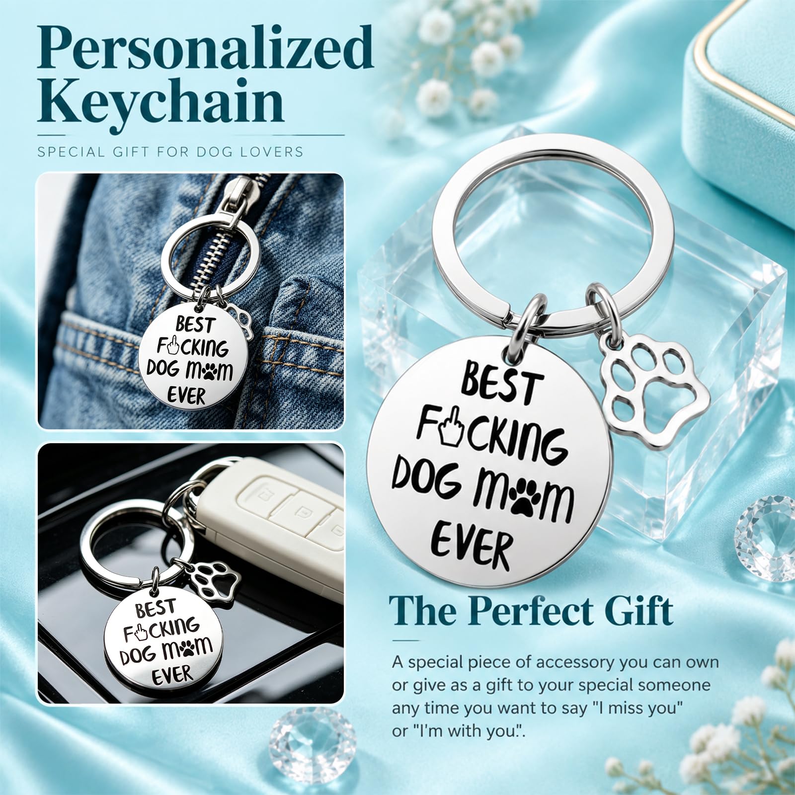 Hunde-Schlüsselanhänger, Geschenk für Hundeliebhaber, Frauen, Teenager, Mädchen, lustiges Haustierbesitzer, Geschenk für Hundebesitzer, Geschenk für Hundebesitzer, Geschenk für Hundebesitzer, Geschenk