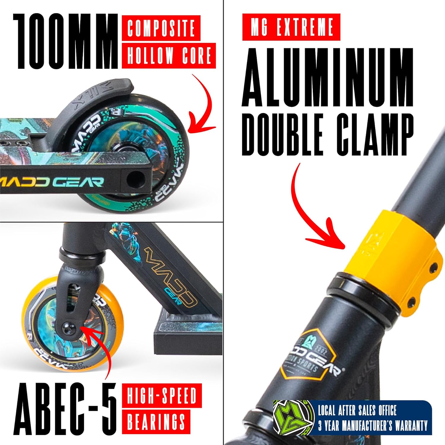 Pro Stunt Trick Scooter for Kids Ages 5-12 – Lightweight Durable Freestyle Kick Scooter for Skatepark and Street – Easy Assembly – Madd Gear MG2