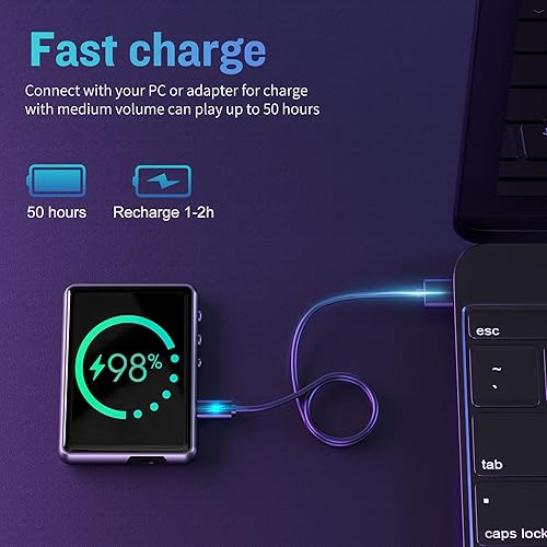 Miniatura 4 de Reproductor MP3 de 64 GB con Bluetooth, pantalla táctil completa 2.4 MP3 y reproductor MP4 HD integrado, radio FM, grabadora de voz, mini diseño