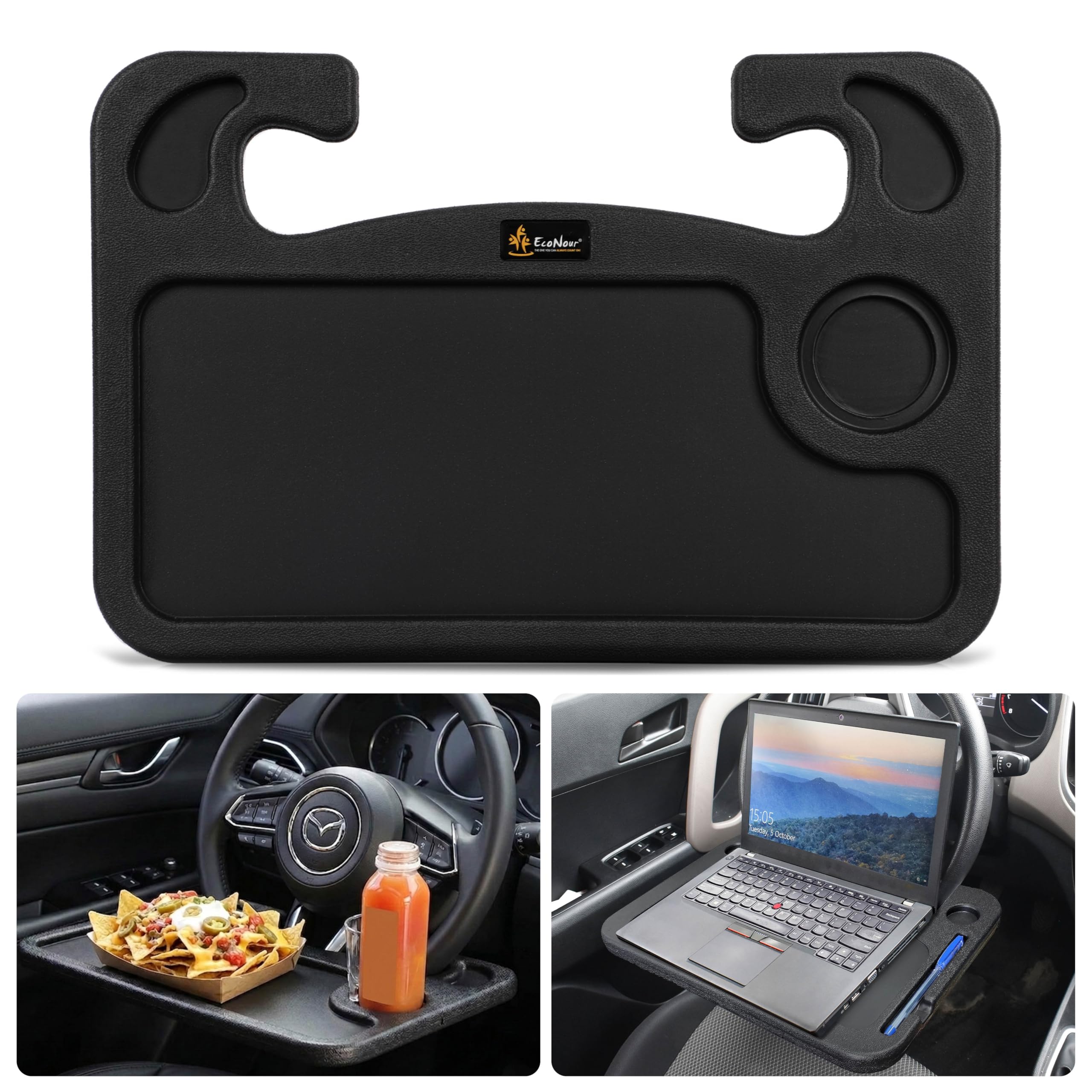 EcoNour 2-in-1 Steering Wheel Desk for Mazda CX5 2017-2025 2026 Car Tray