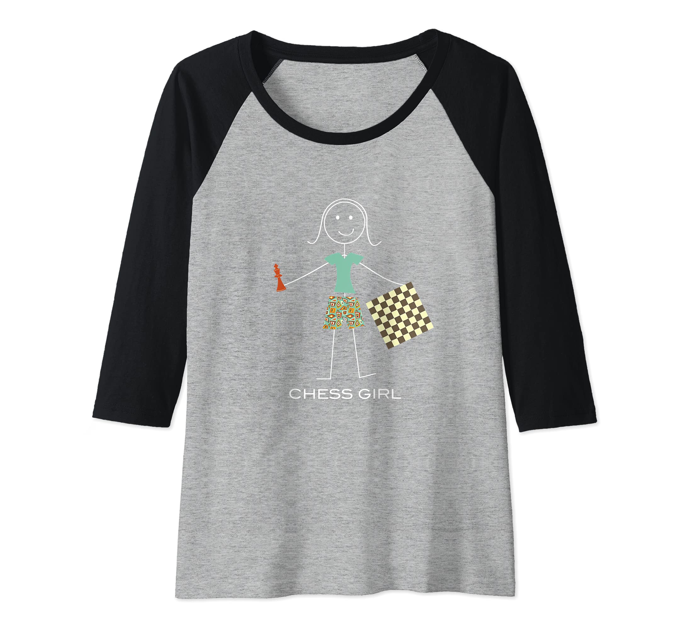 Womens Funny Womens Chess Design, Girl Chess Player Raglan Baseball Tee