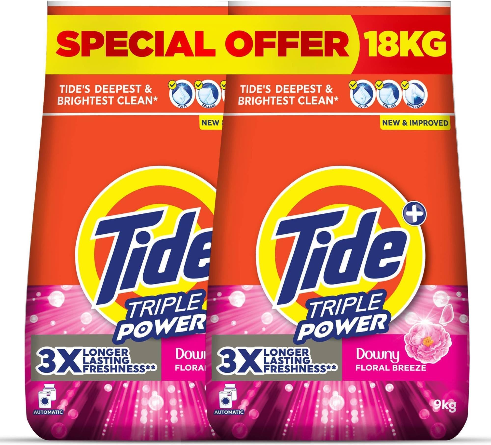 – Triple Power Floral Breeze, (2x9kg) 18kg Laundry Detergent Powder
