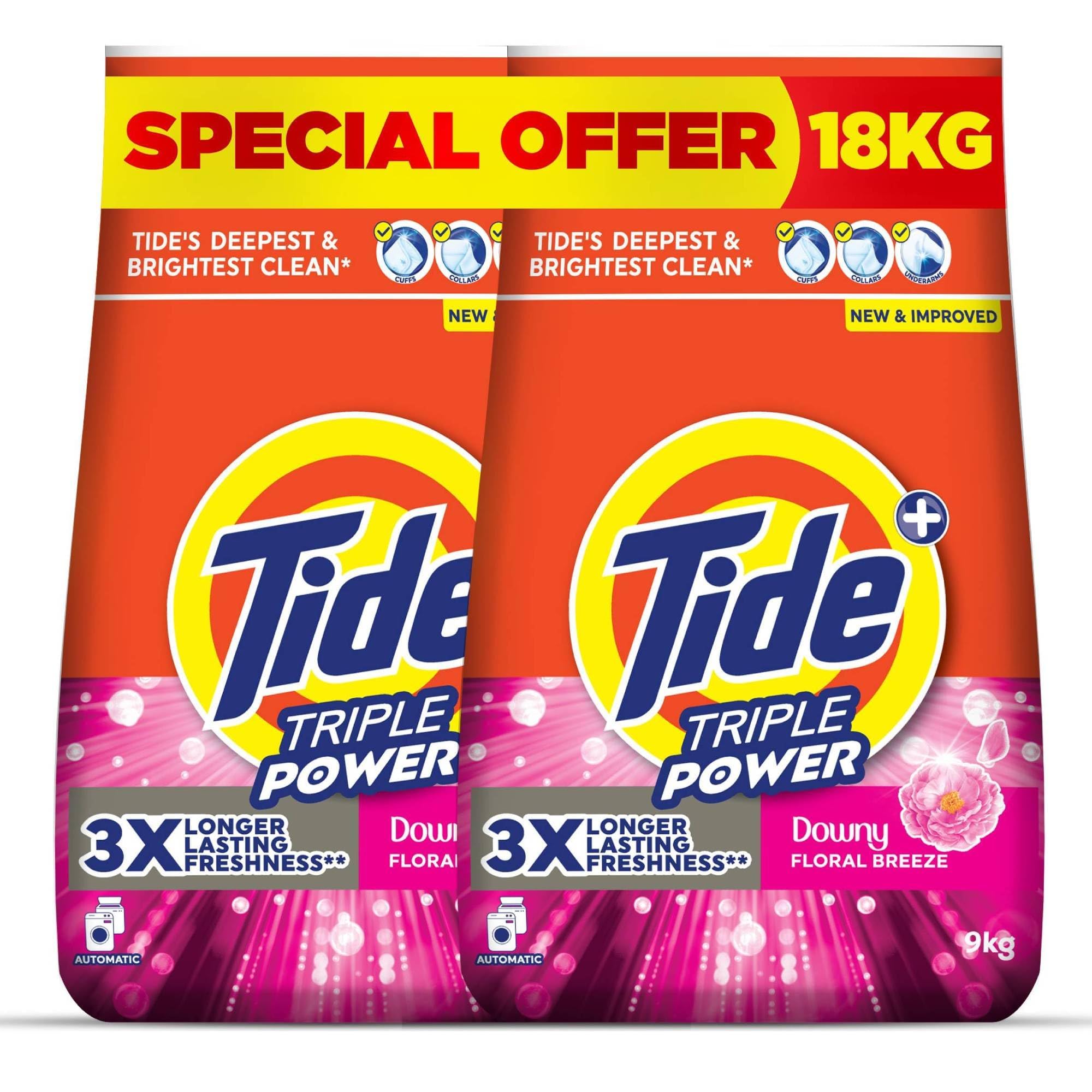 Triple Power Floral Breeze, (2x9kg) 18kg Laundry Detergent Powder