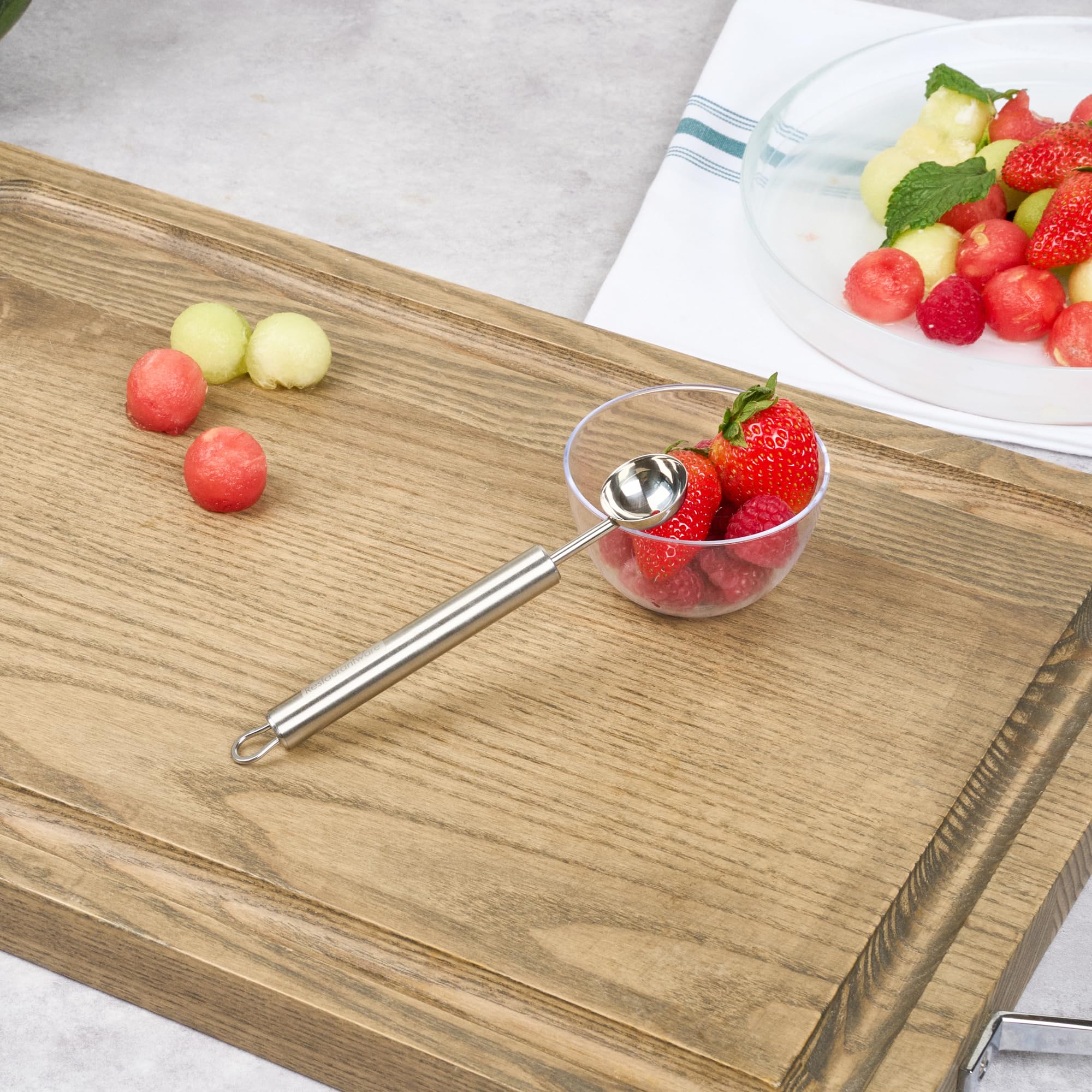 Restaurantware-German Standard 5.9 Inch Melon Baller, 1 Dishwashable Melon Scooper - Ergonomic Handle, Creates Smooth Round Balls, Stainless Steel Fruit Scooper, For Watermelon, Cantaloupe, And More - Image 7